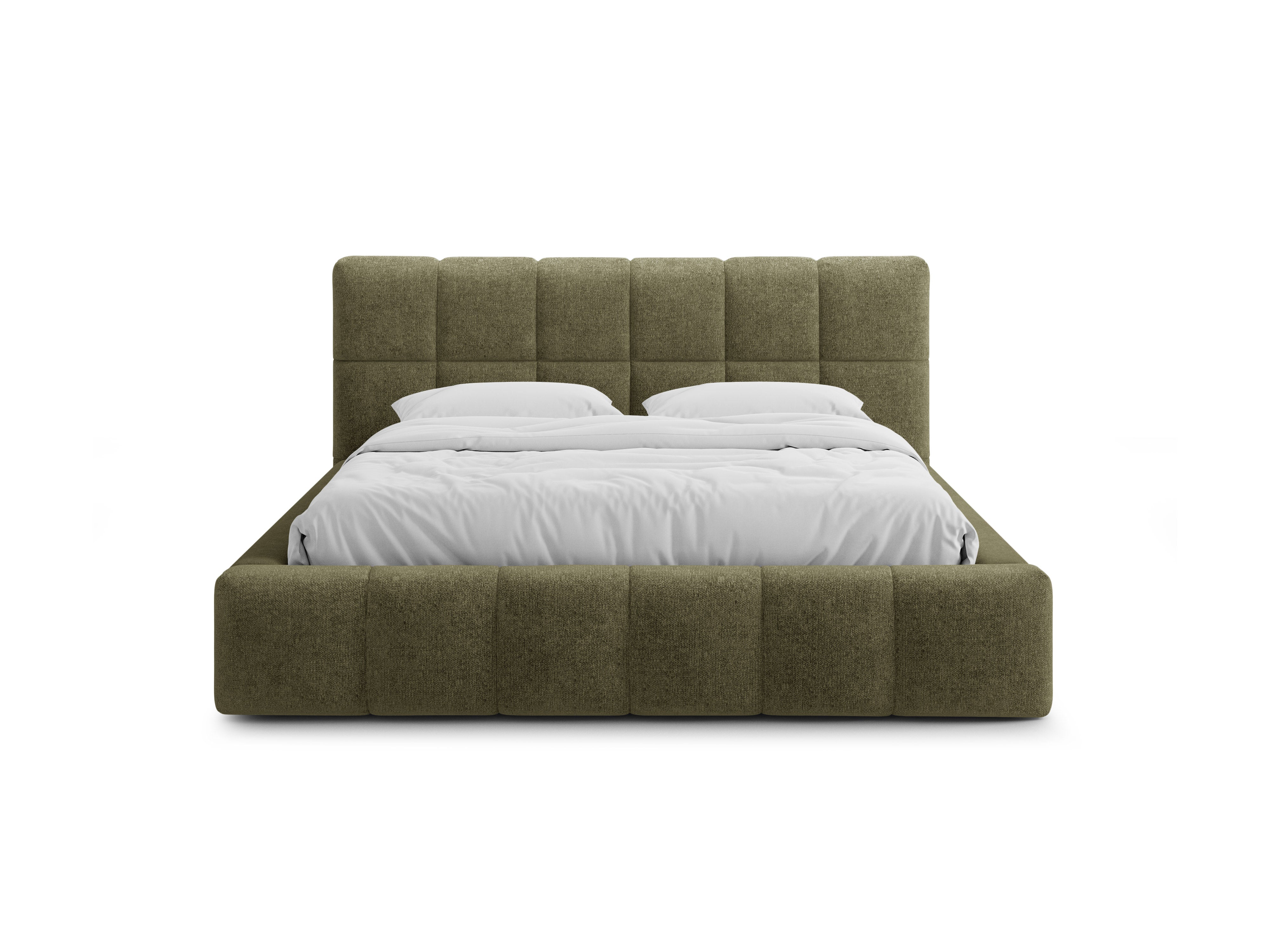 BELLIS Bett mit Bettkasten in grünem Chenille