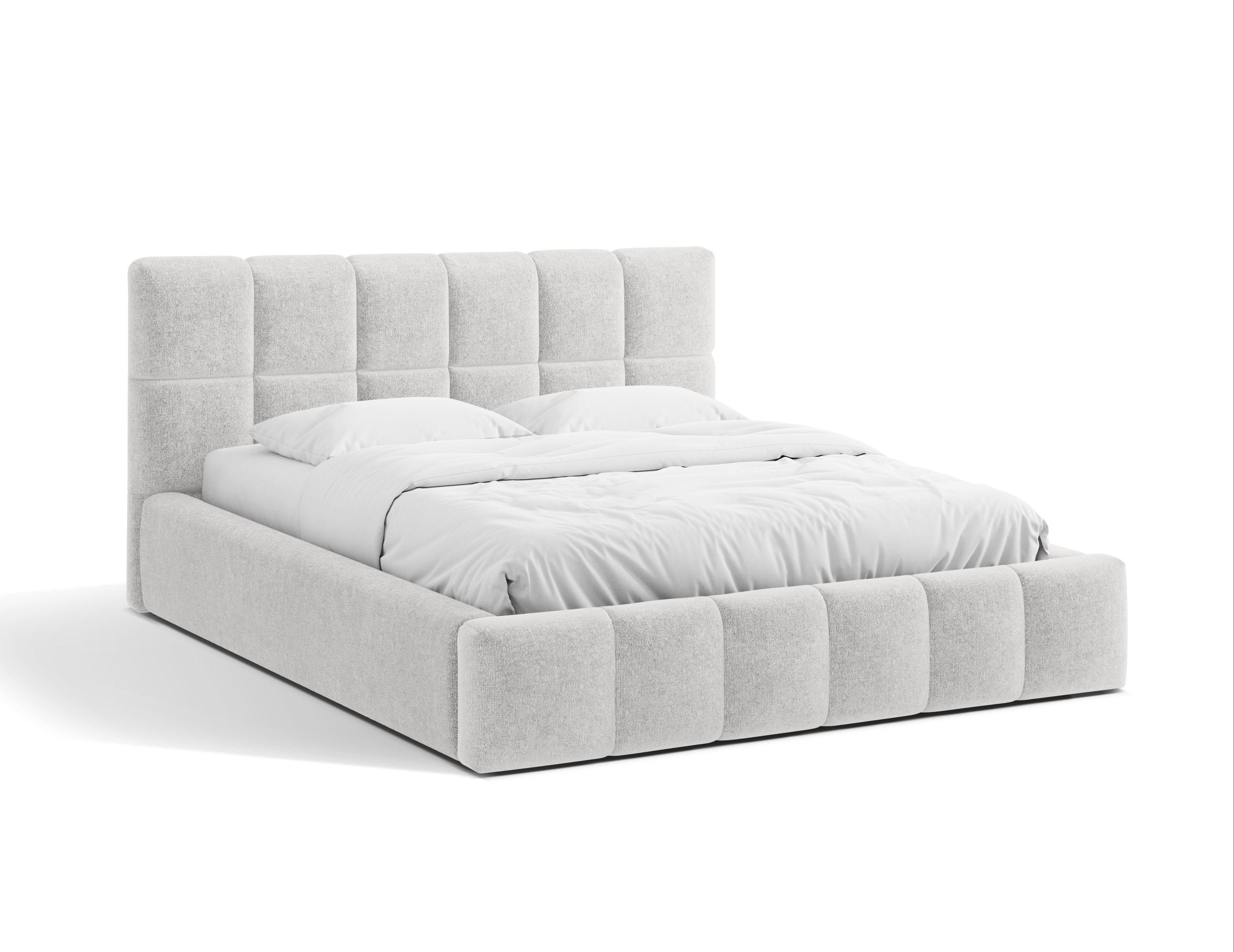 BELLIS Bett mit Bettkasten in silbernem Chenille