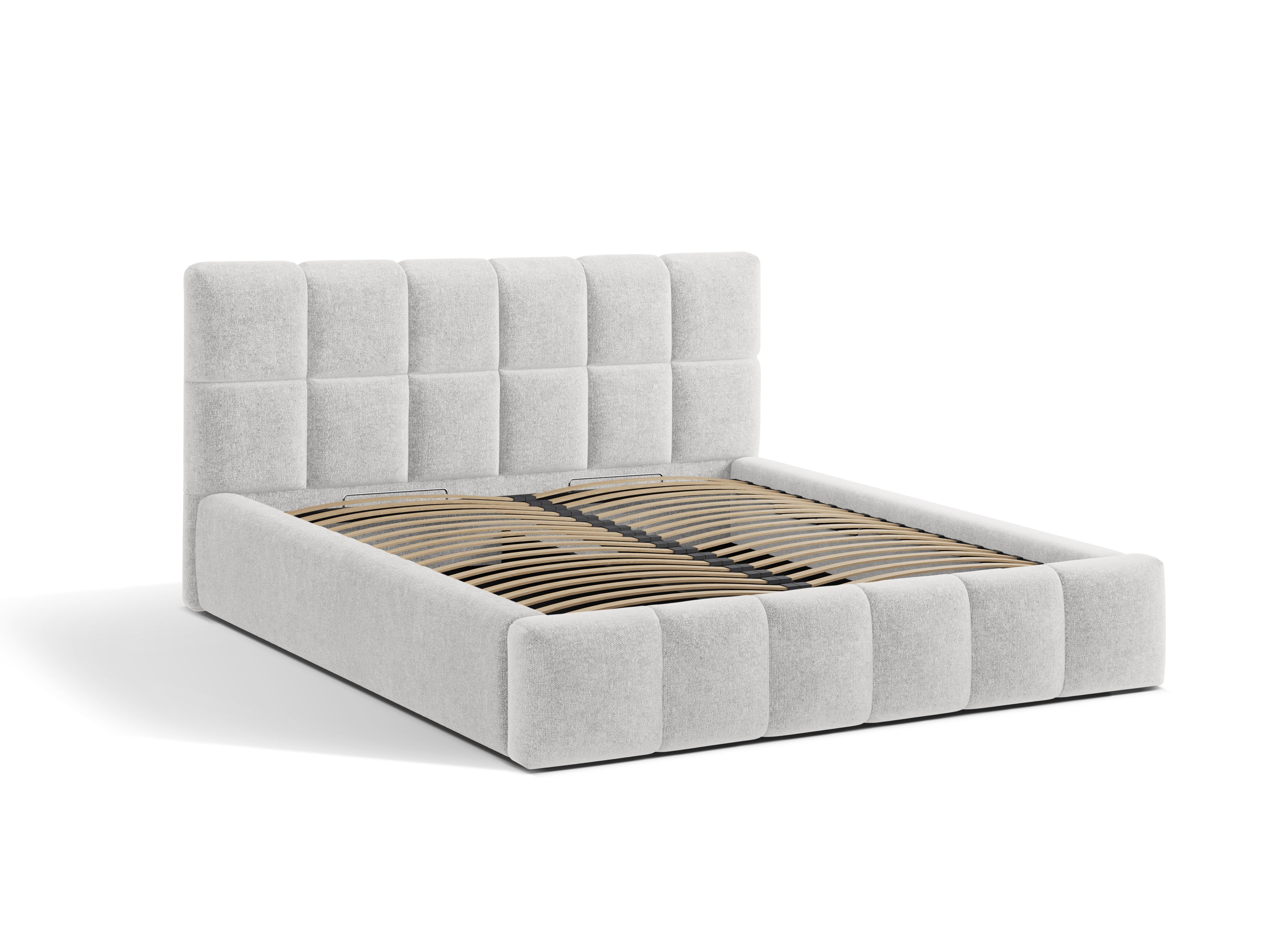 BELLIS Bett mit Bettkasten in silbernem Chenille