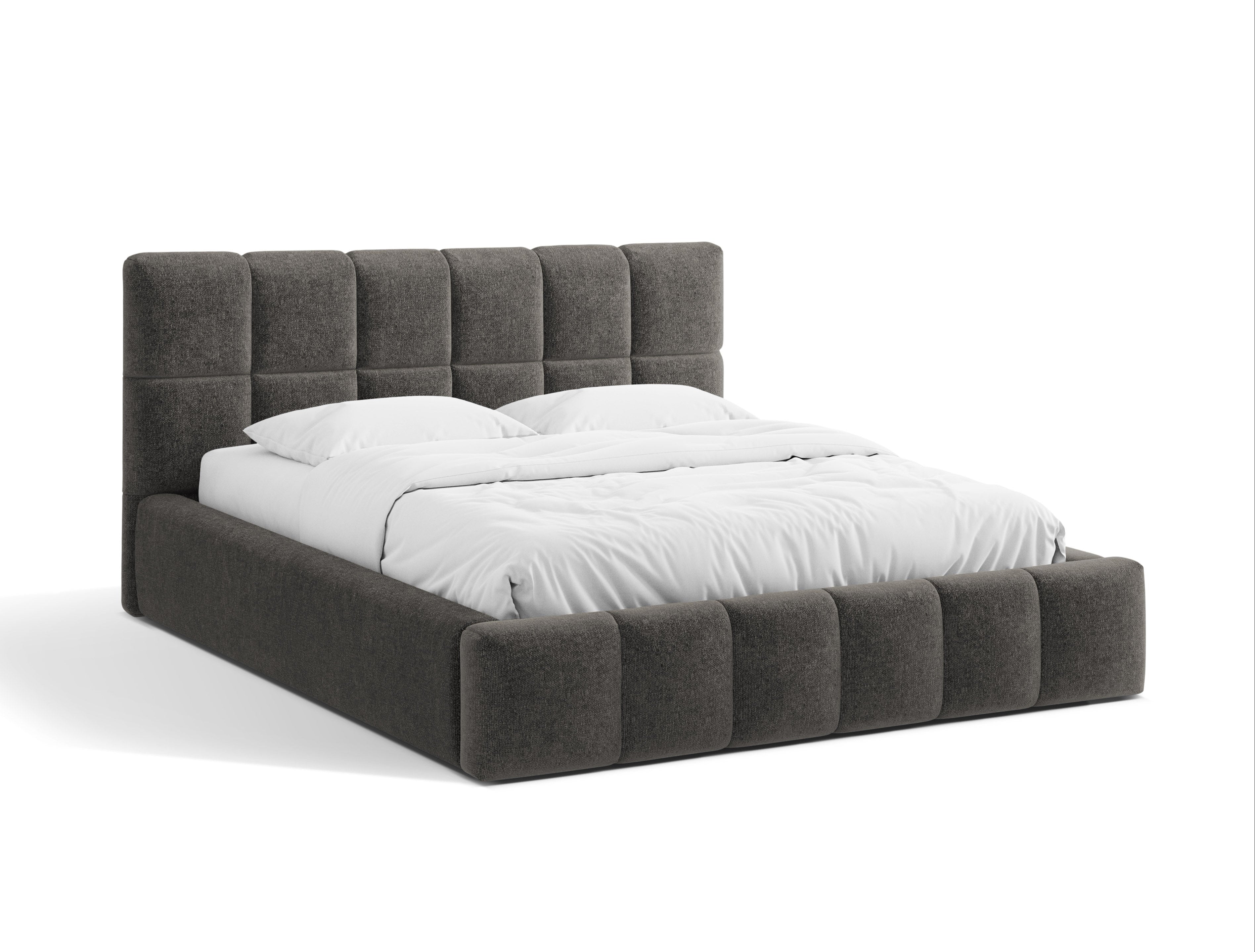 BELLIS Bett mit Bettkasten in dunkelgrauem Chenille