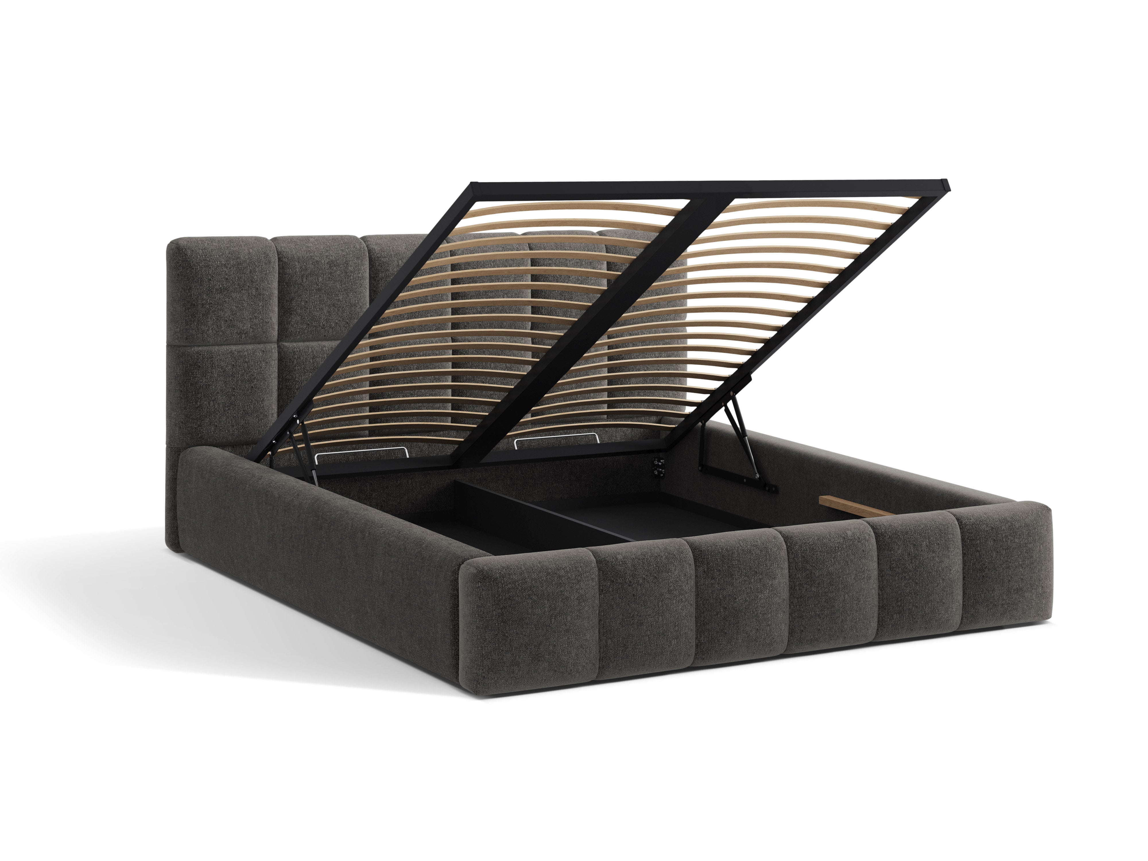BELLIS Bett mit Bettkasten in dunkelgrauem Chenille