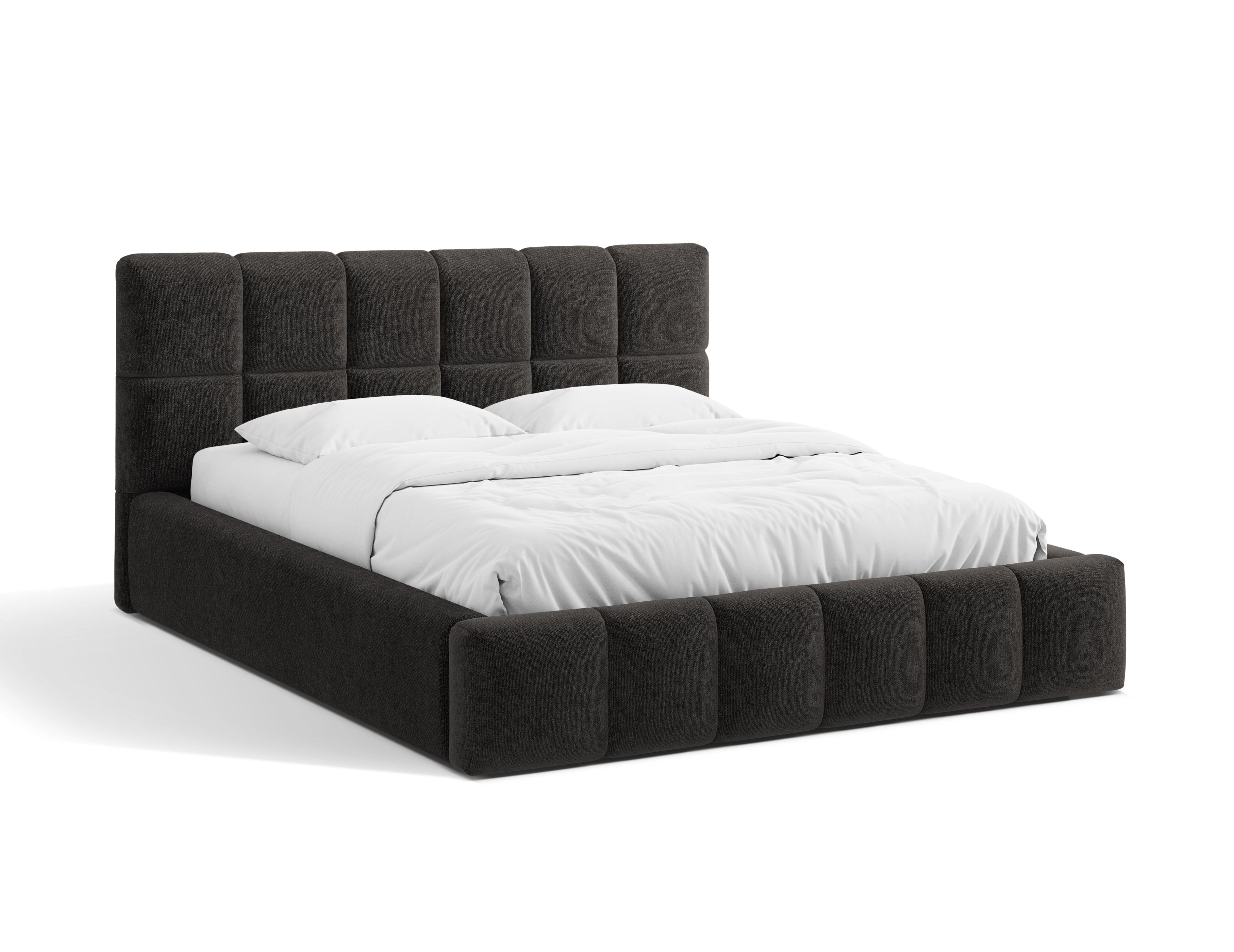 BELLIS Bett mit Bettkasten in anthrazitfarbenem Chenille