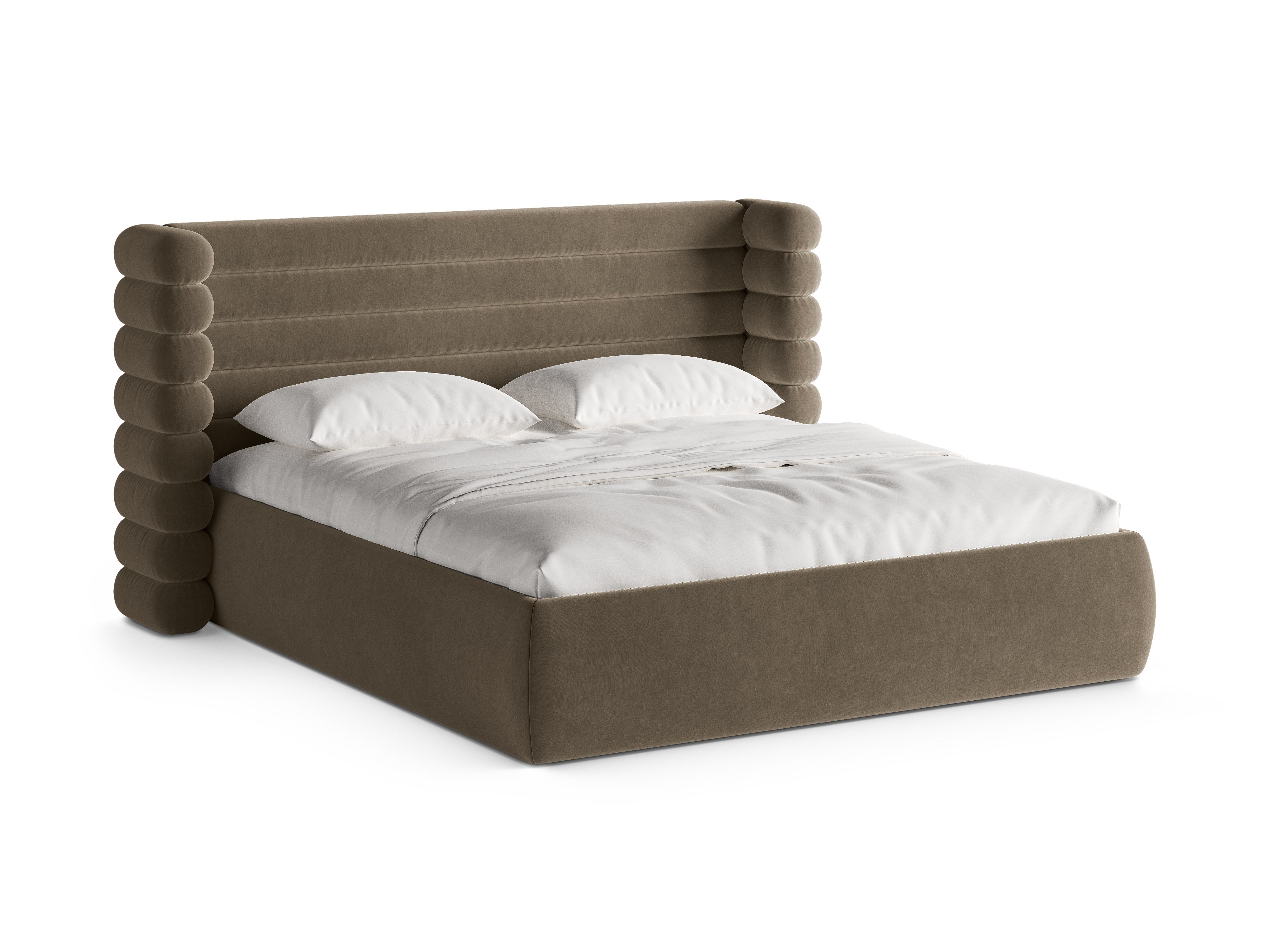 Samtbett MOUNT grau-braun