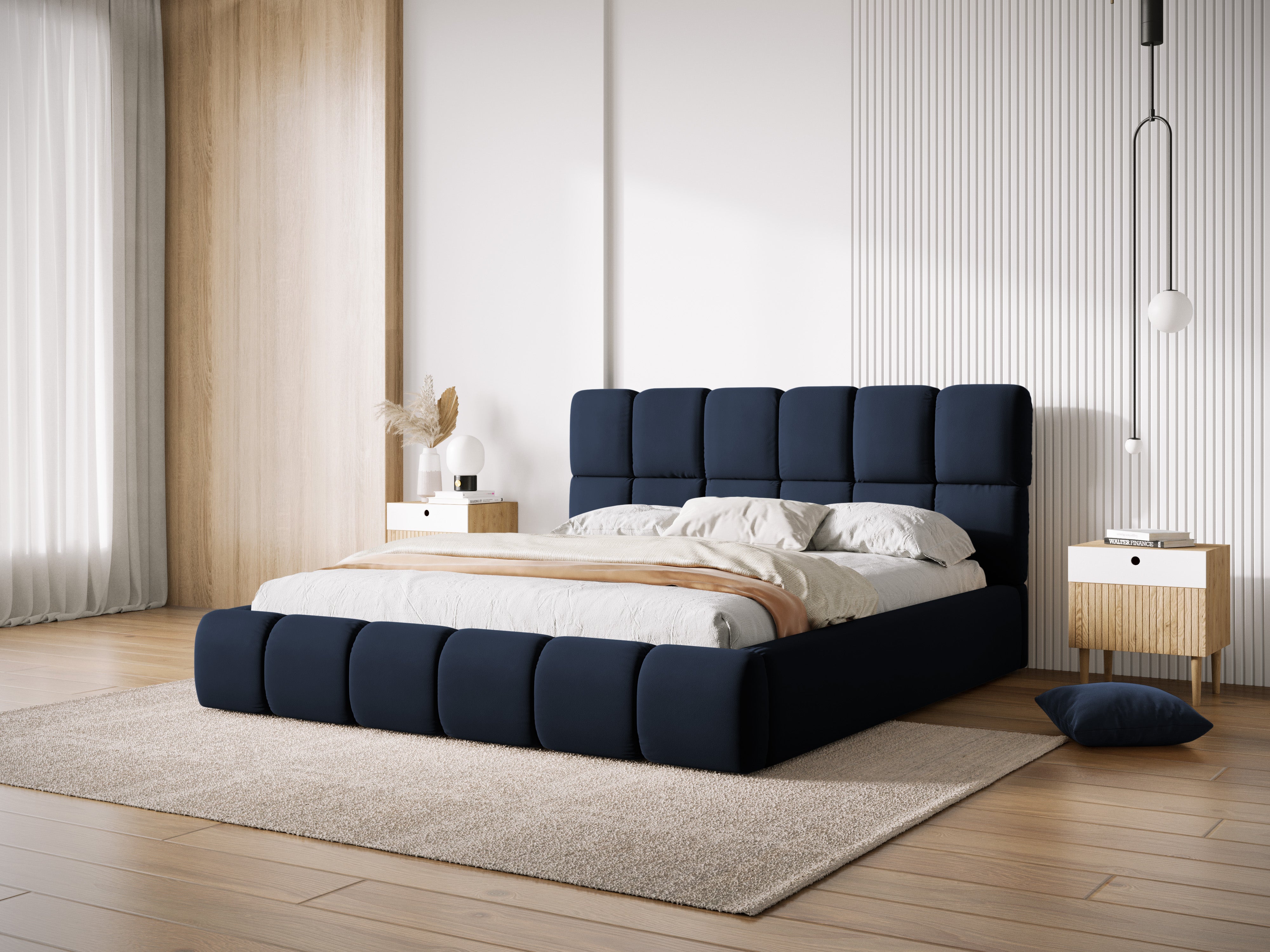 Samtbett mit Bettkasten BELLIS in Ziegelrot