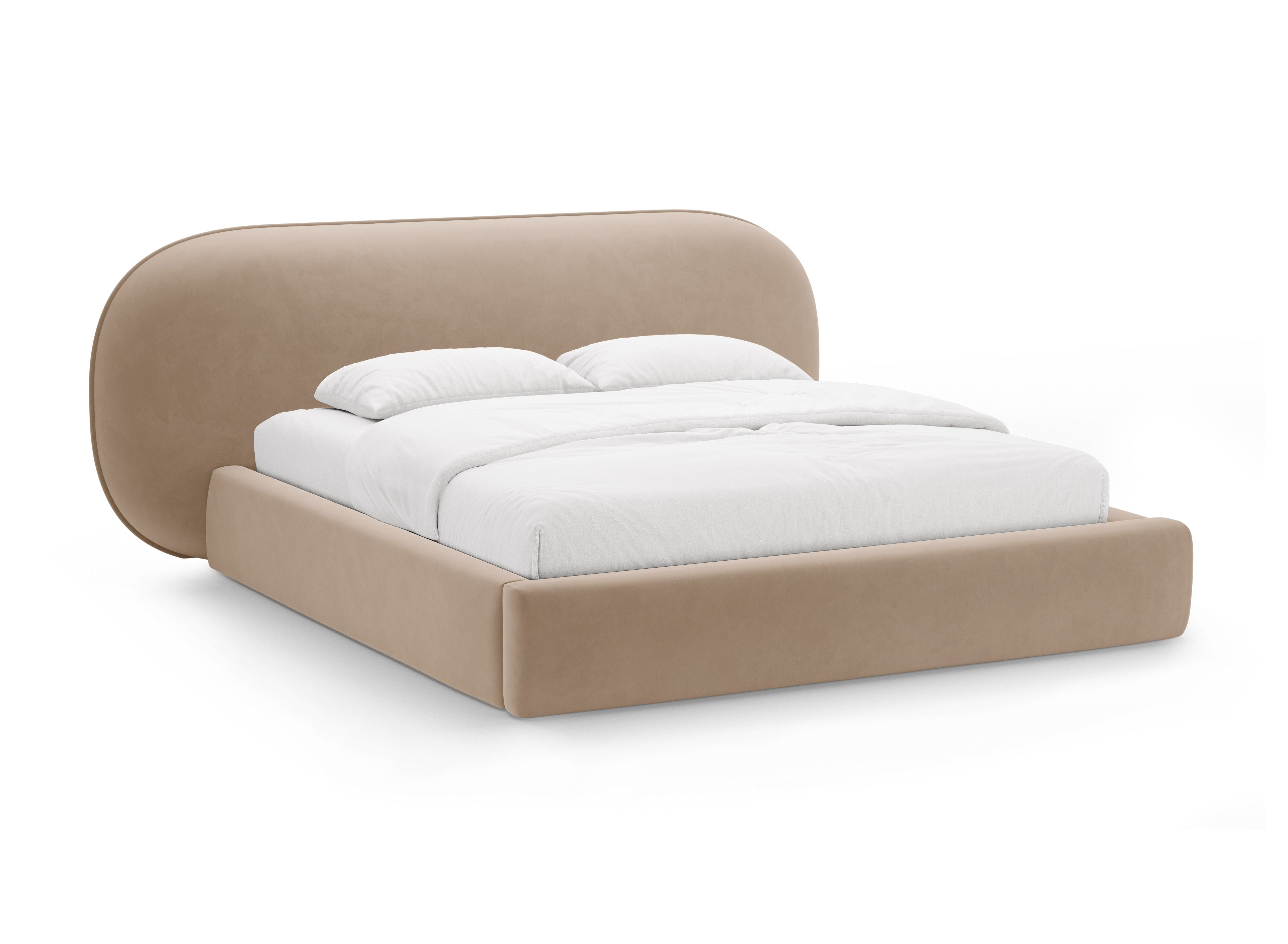 Samtbett OVALO mandelbeige