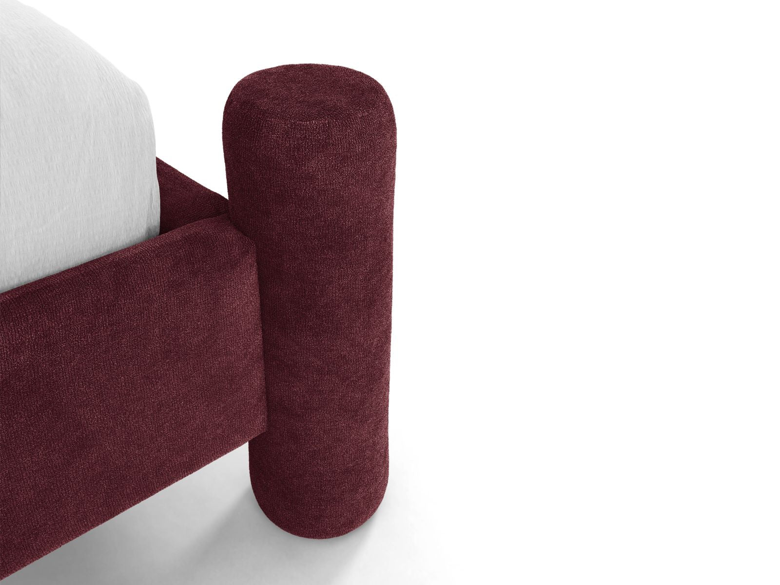 Bett VERA in kirschrotem Chenille