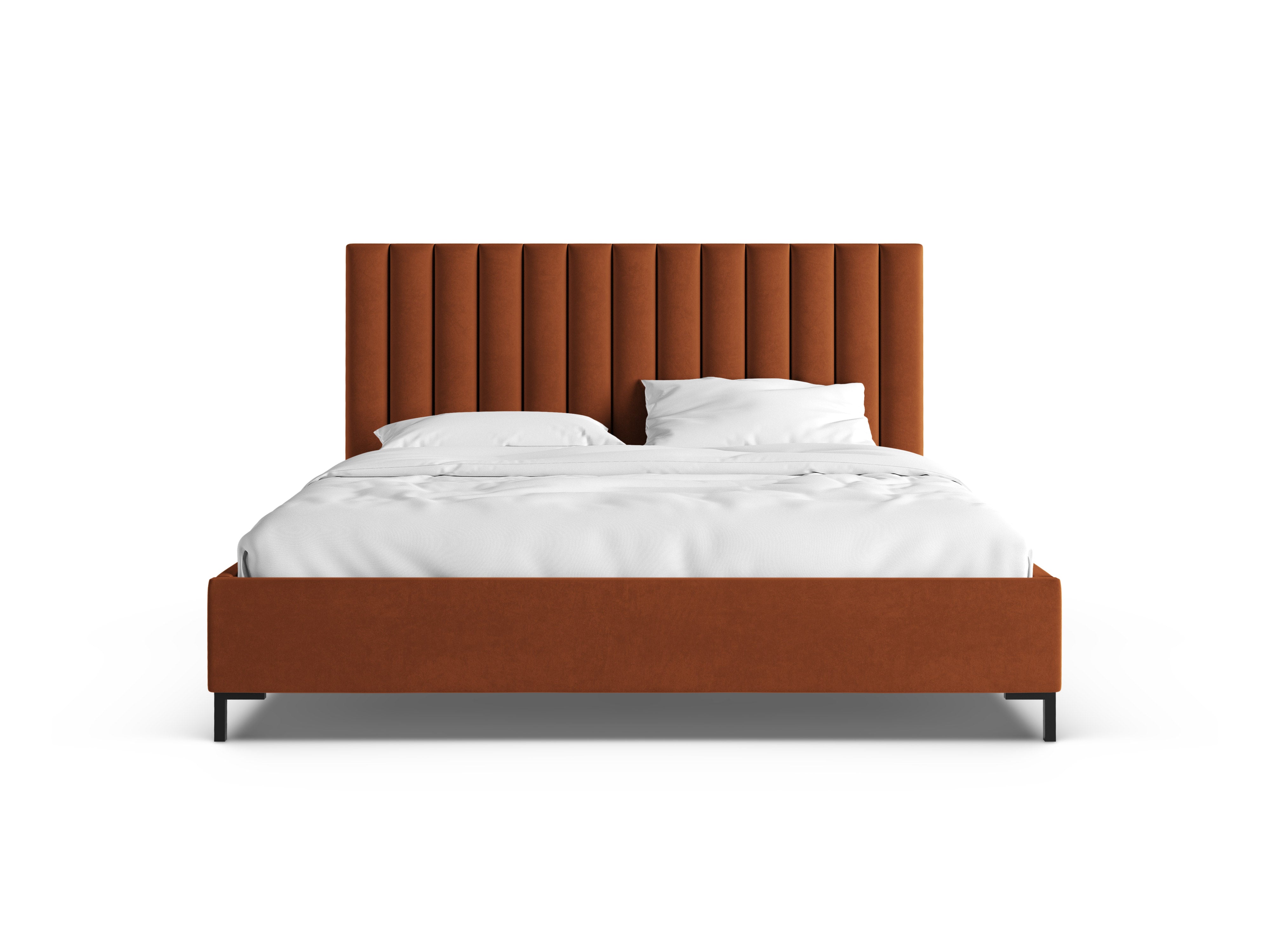 Samt-Bett mit Bettkasten ALLISON ziegelrot