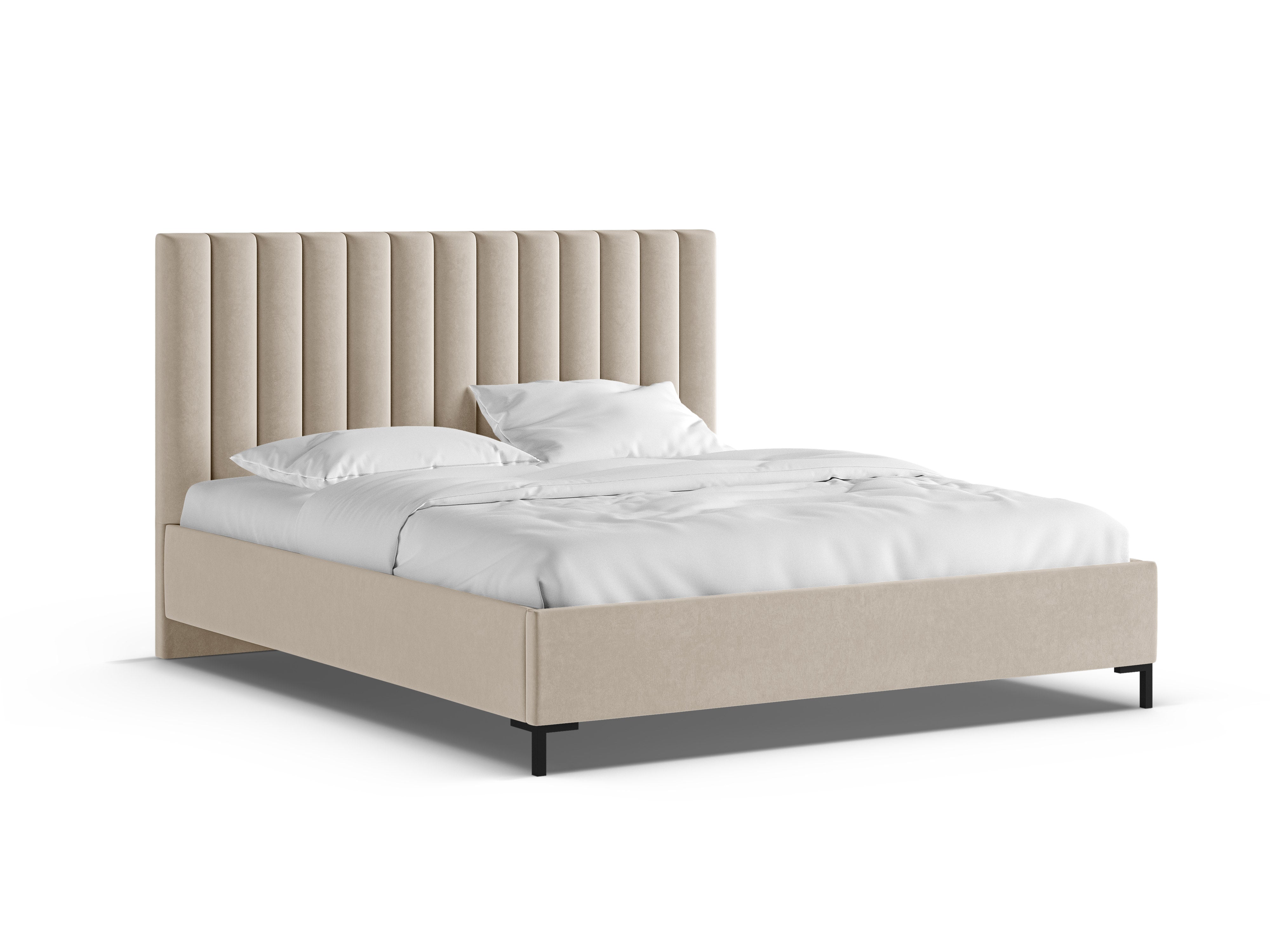 Samt-Bett mit Bettkasten ALLISON beige
