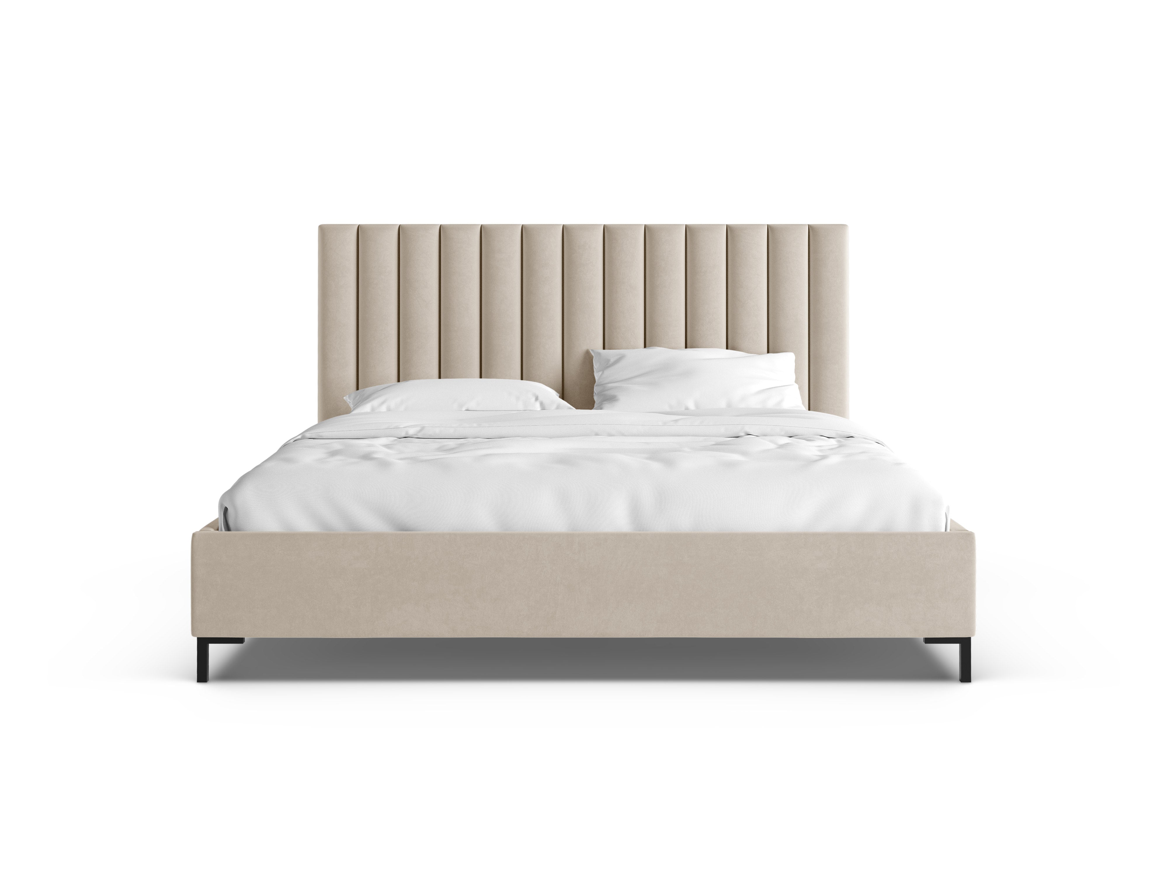Samt-Bett mit Bettkasten ALLISON beige
