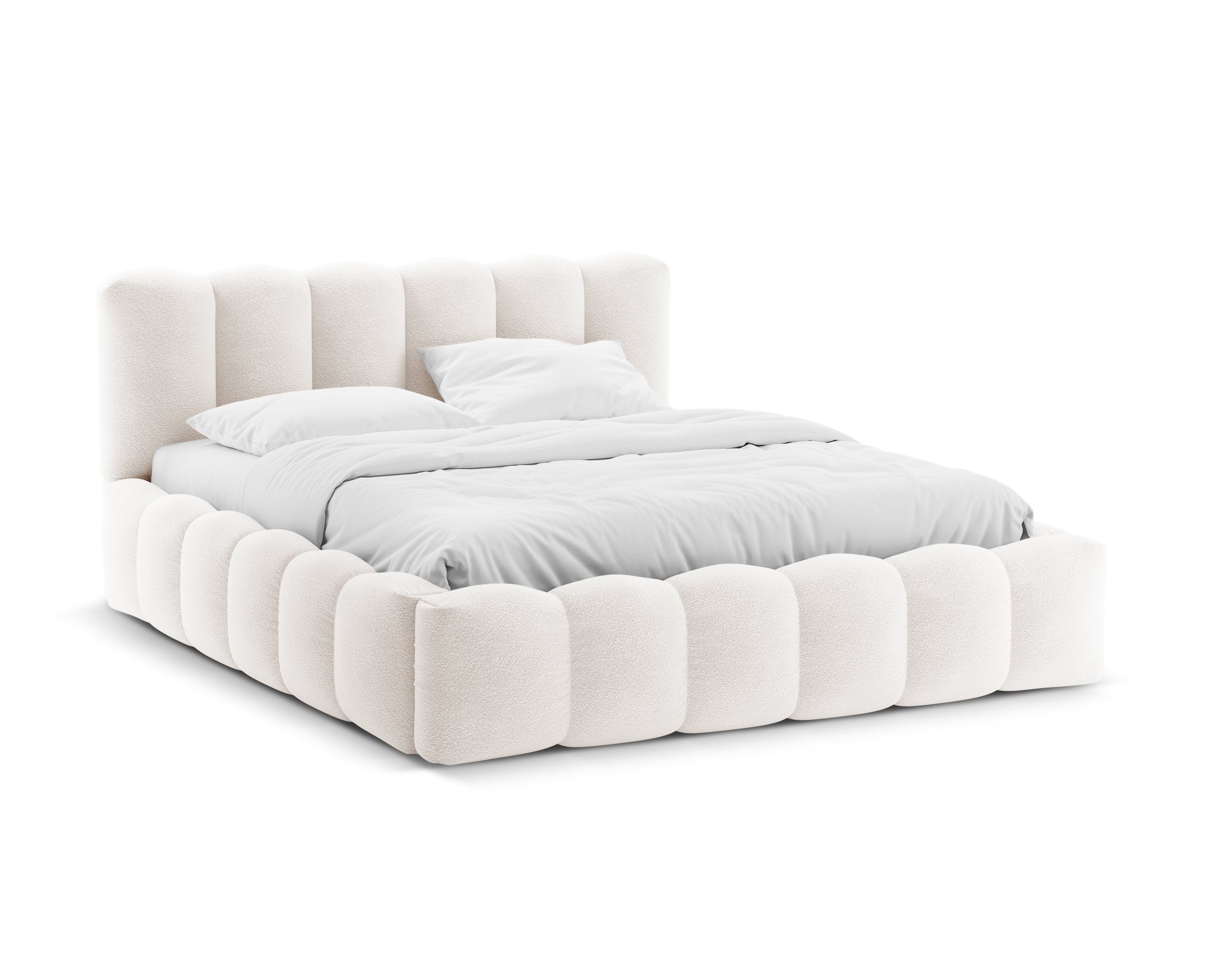 Bett mit Stauraum LUPINE weiß boucle