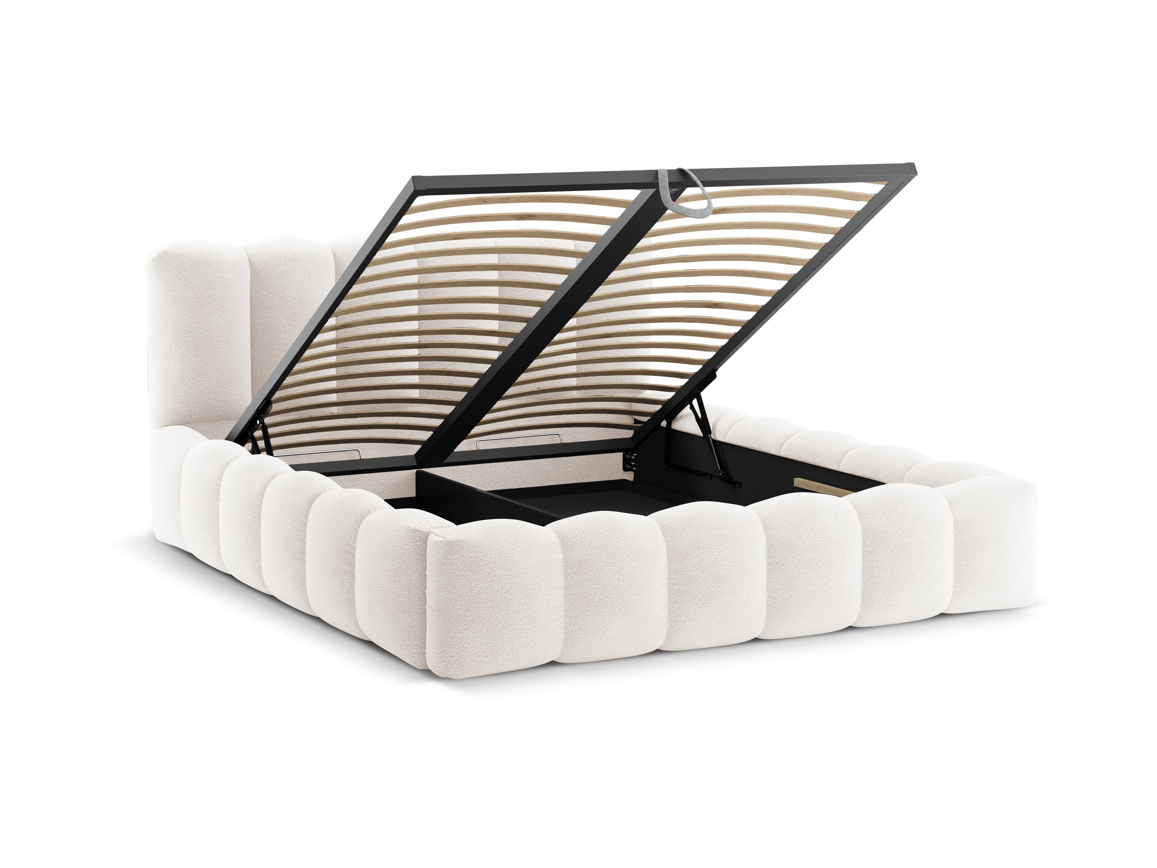 Bett mit Stauraum LUPINE weiß boucle