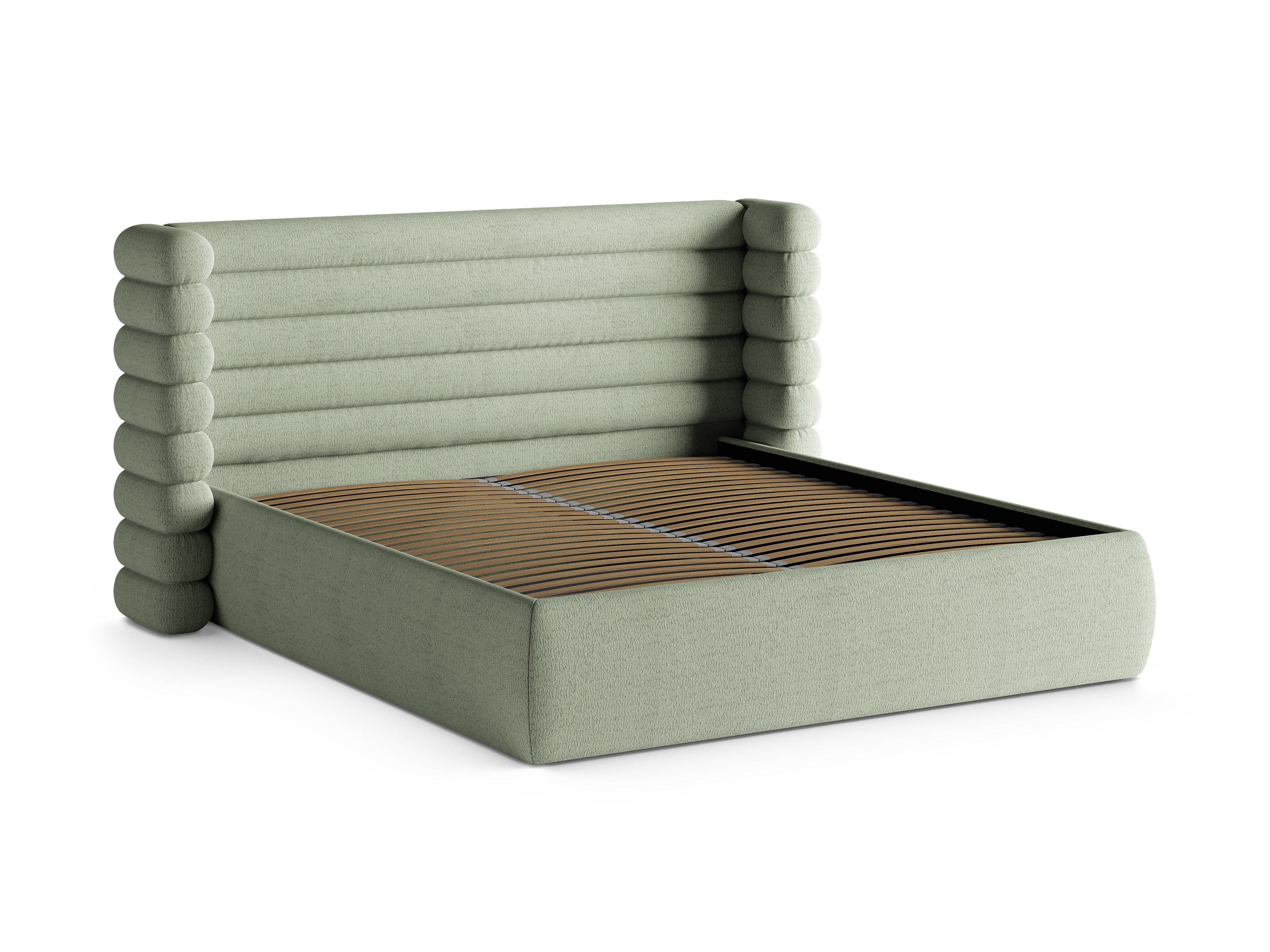 Bett MOUNT mintfarbener Boucle