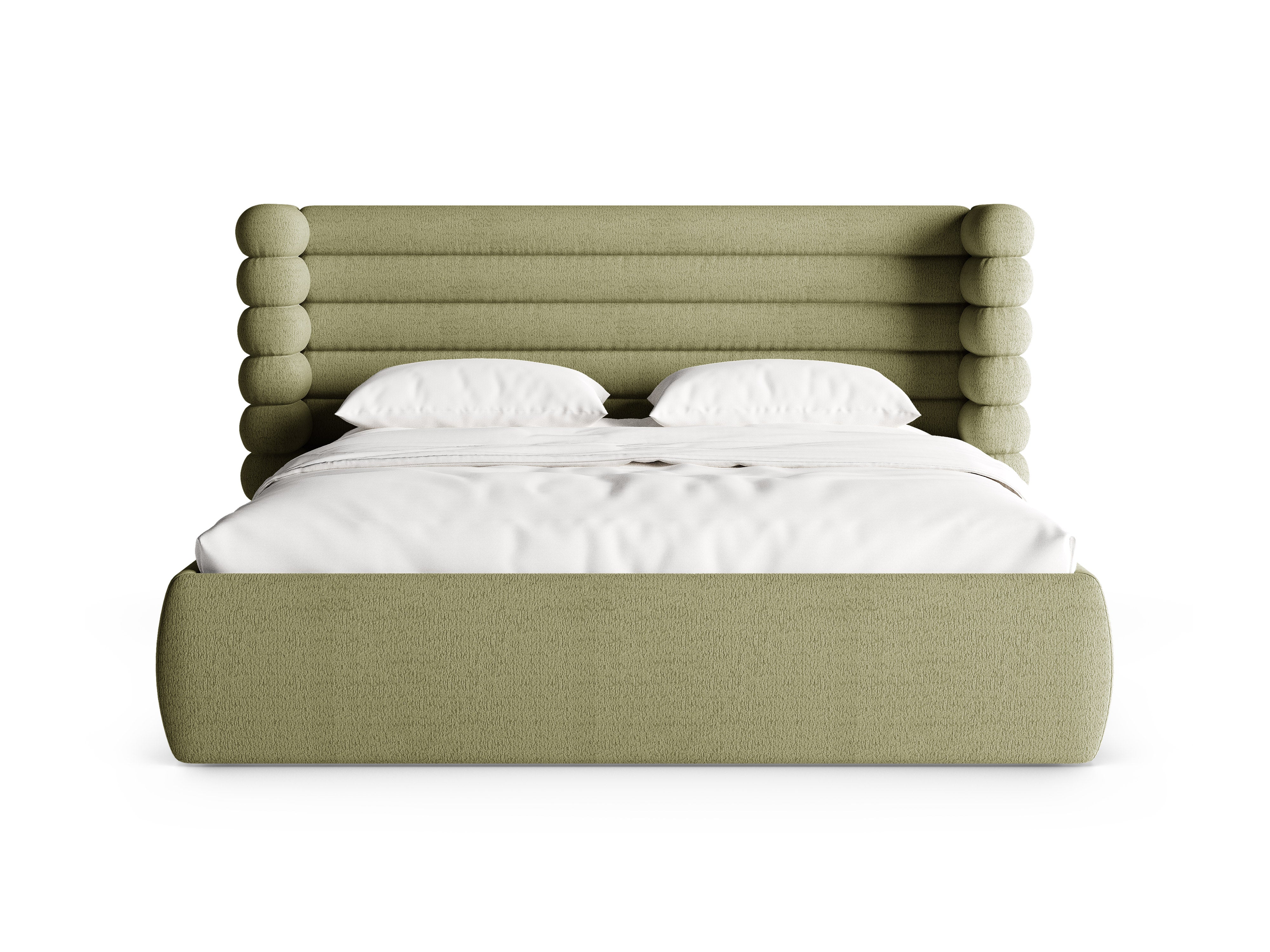 Bett MOUNT olivgrüner Boucle