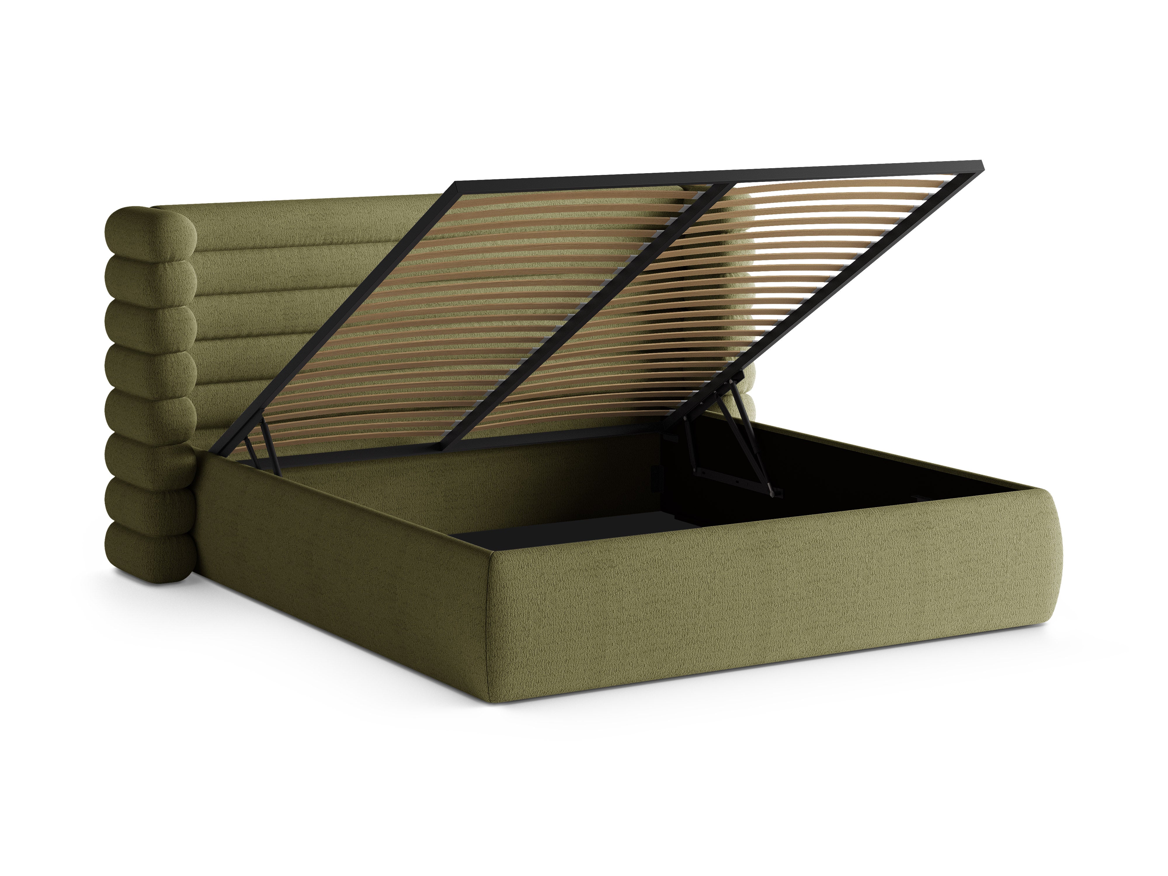 Bett MOUNT olivgrüner Boucle