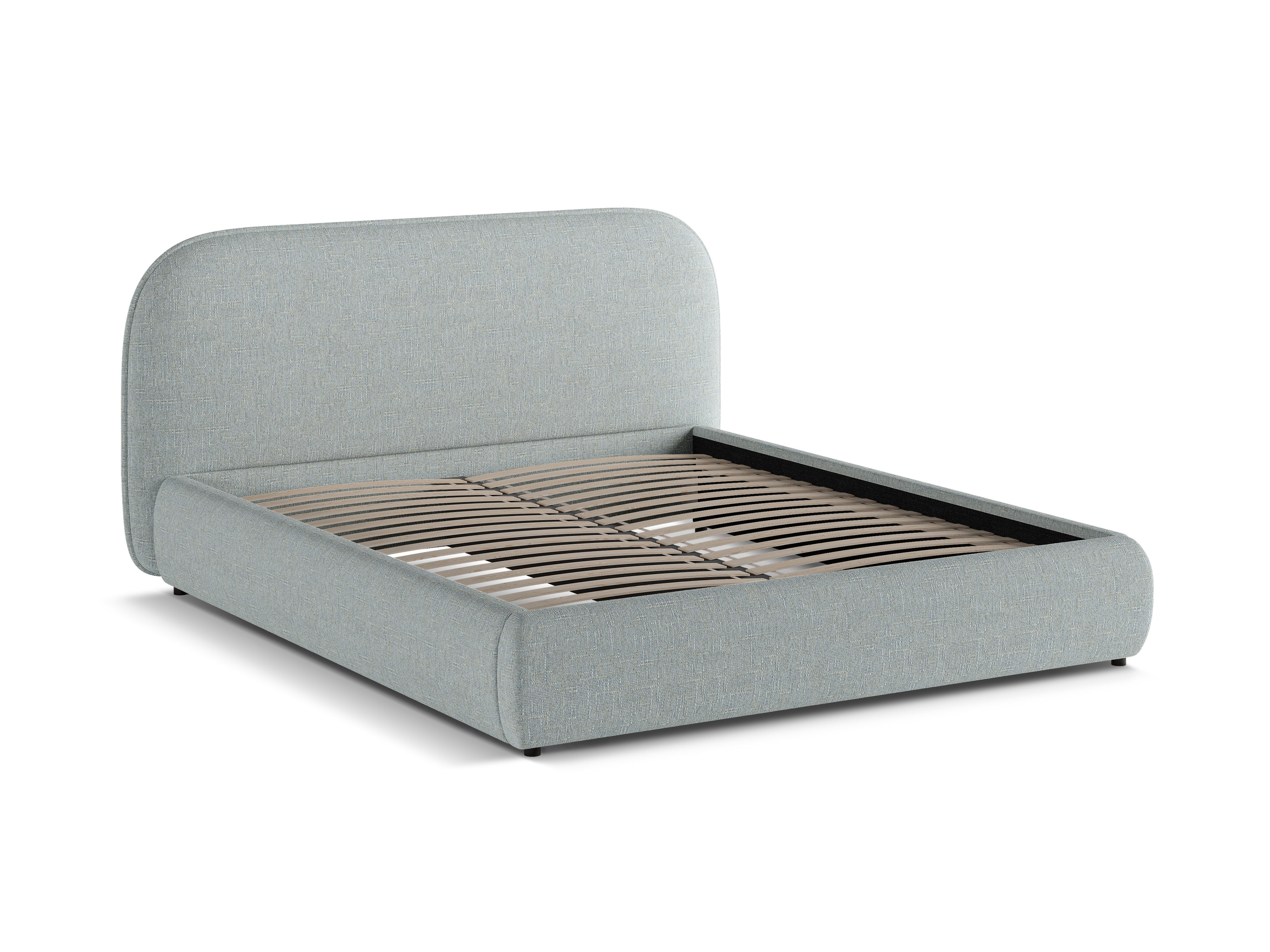 MURADA Bed in Satin Blue Chenille