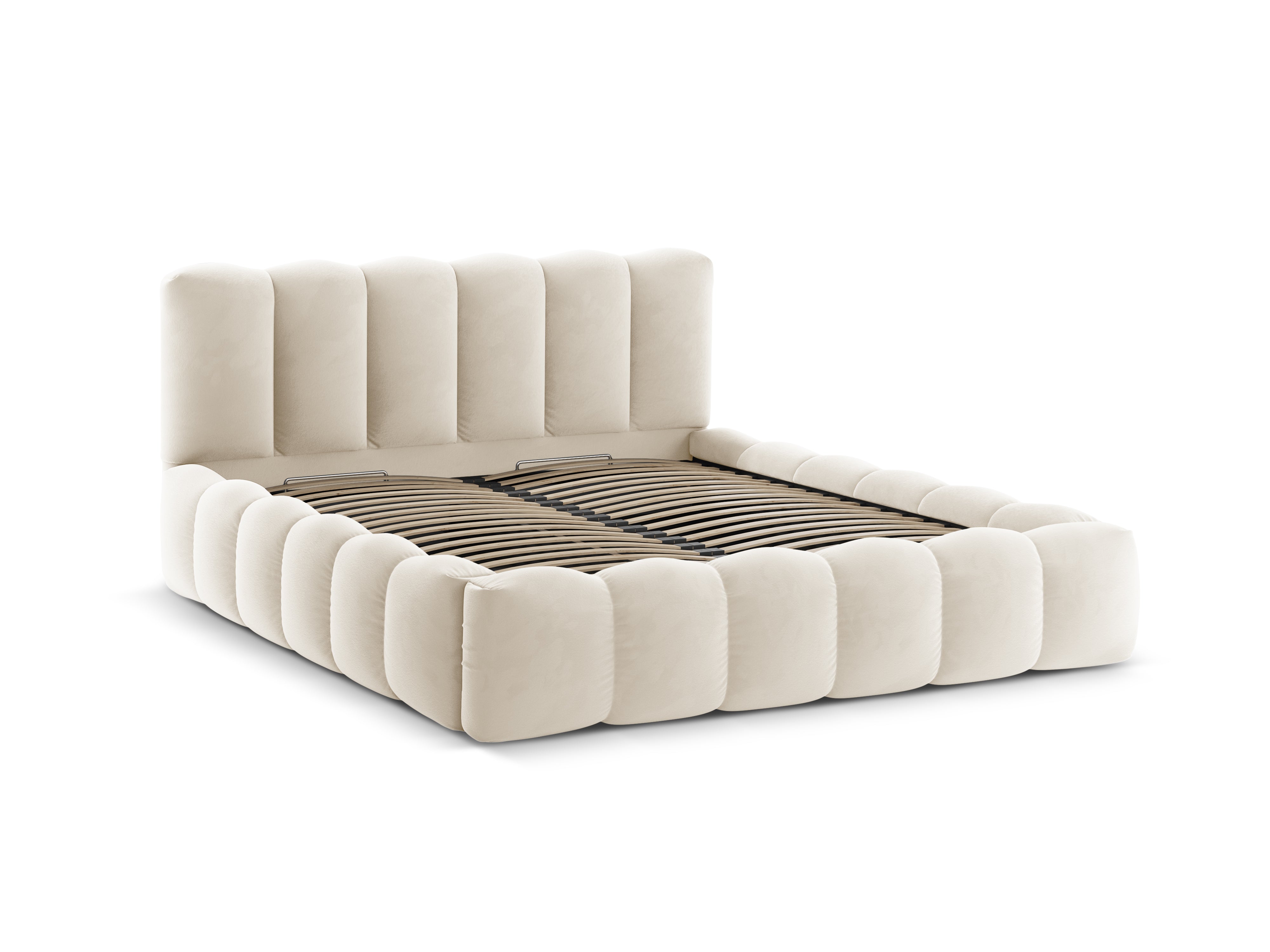 Samtbett mit Bettkasten LUPINE beige