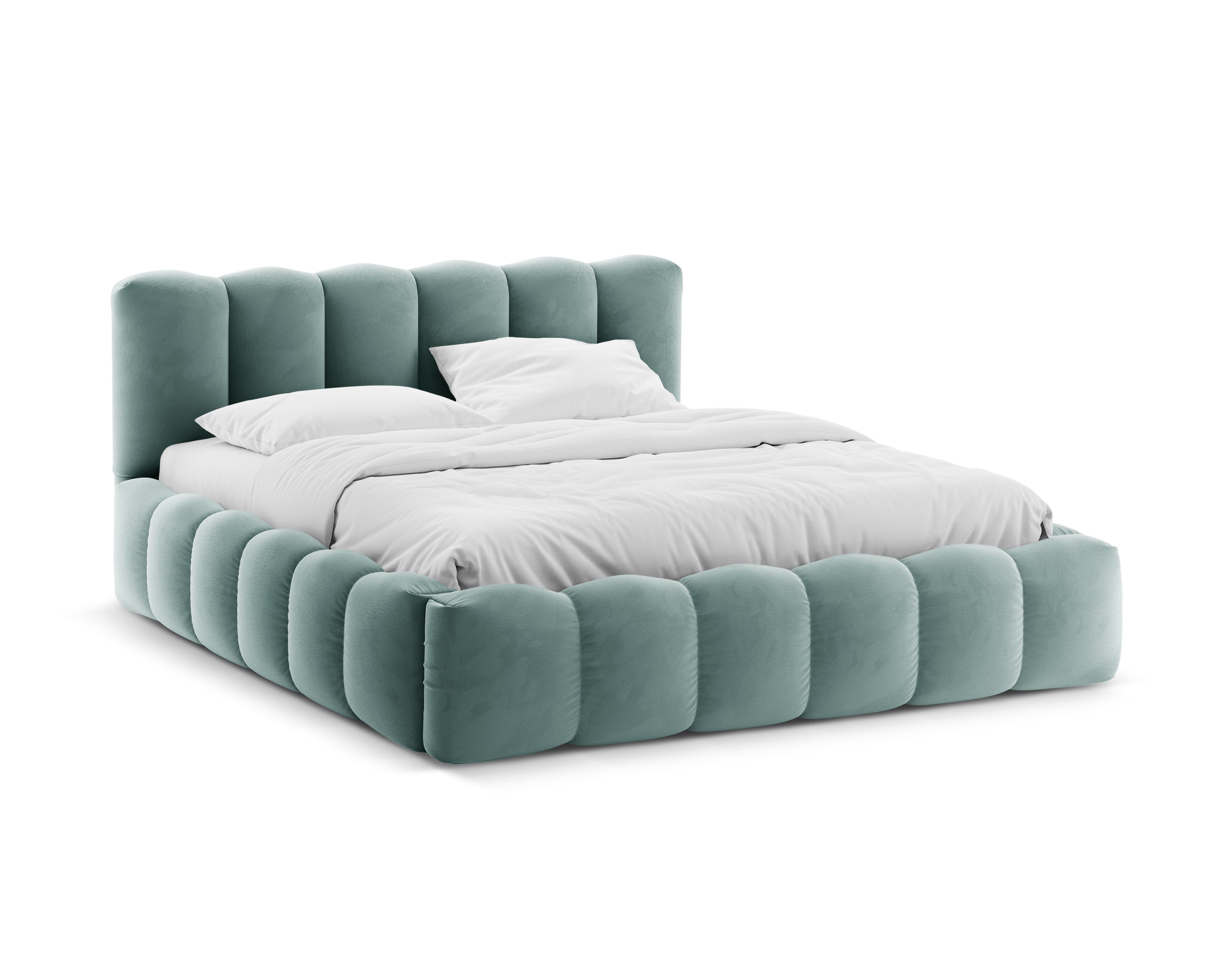 Samtbett mit Bettkasten LUPINE in Mint