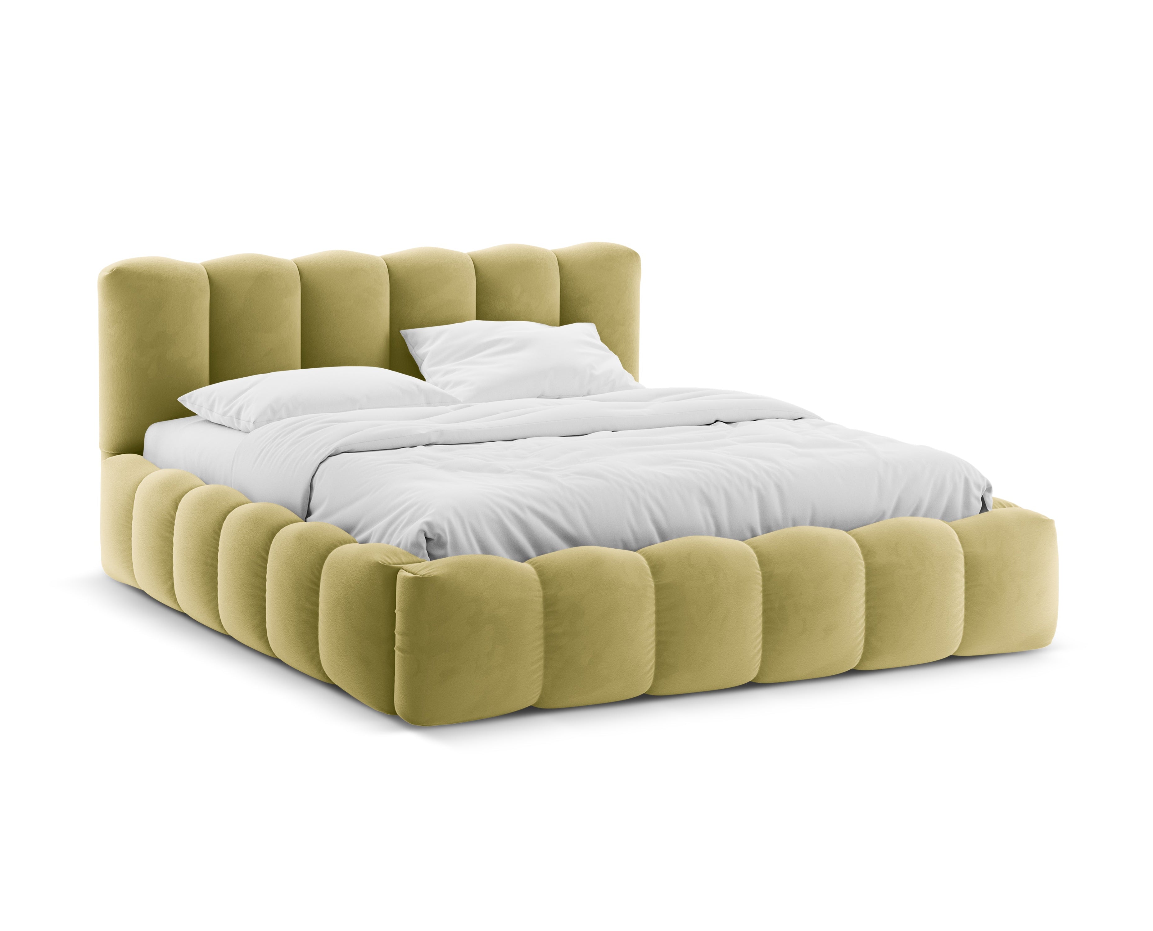Samtbett mit Bettkasten LUPINE in Limette