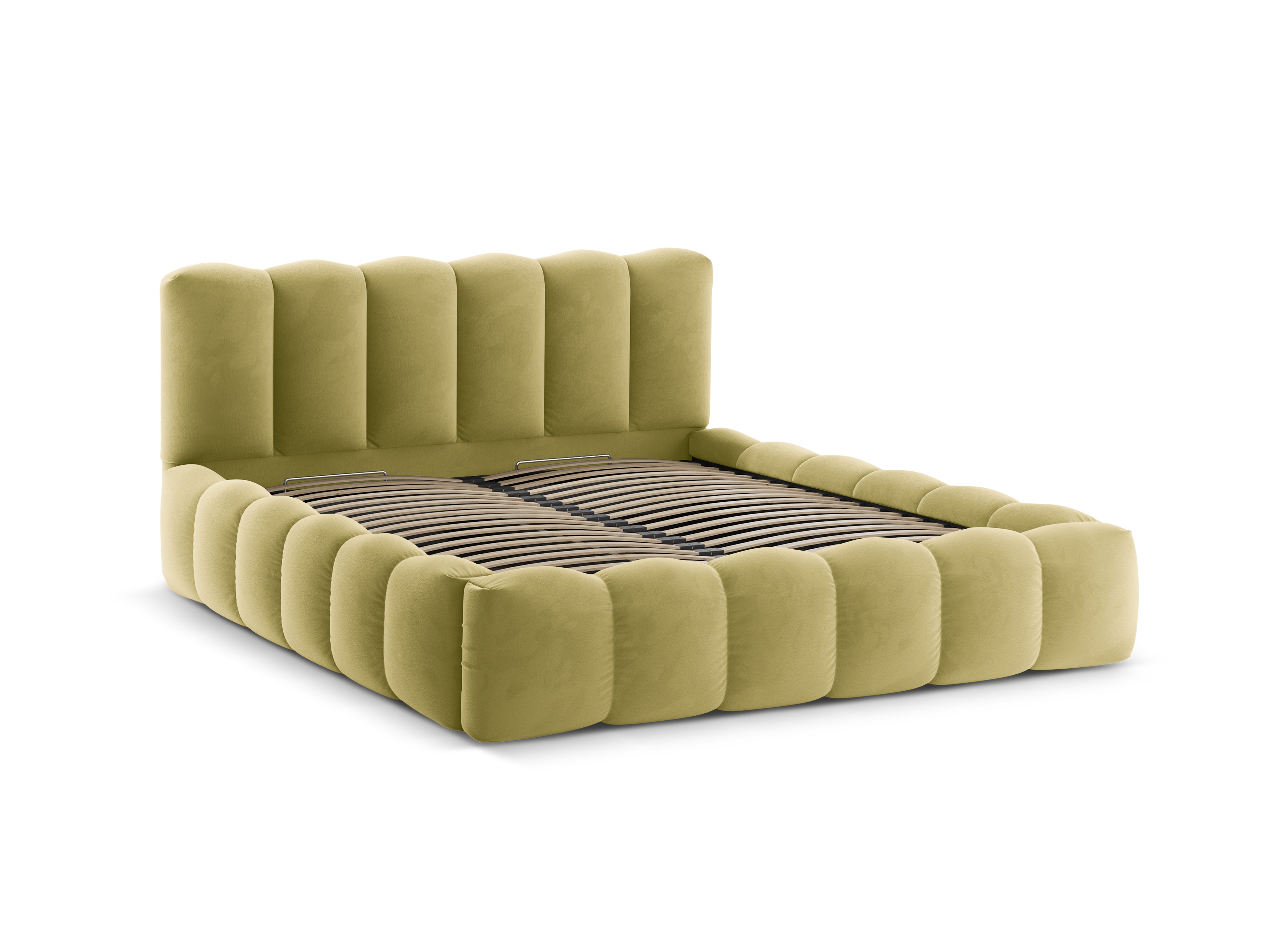 Samtbett mit Bettkasten LUPINE in Limette
