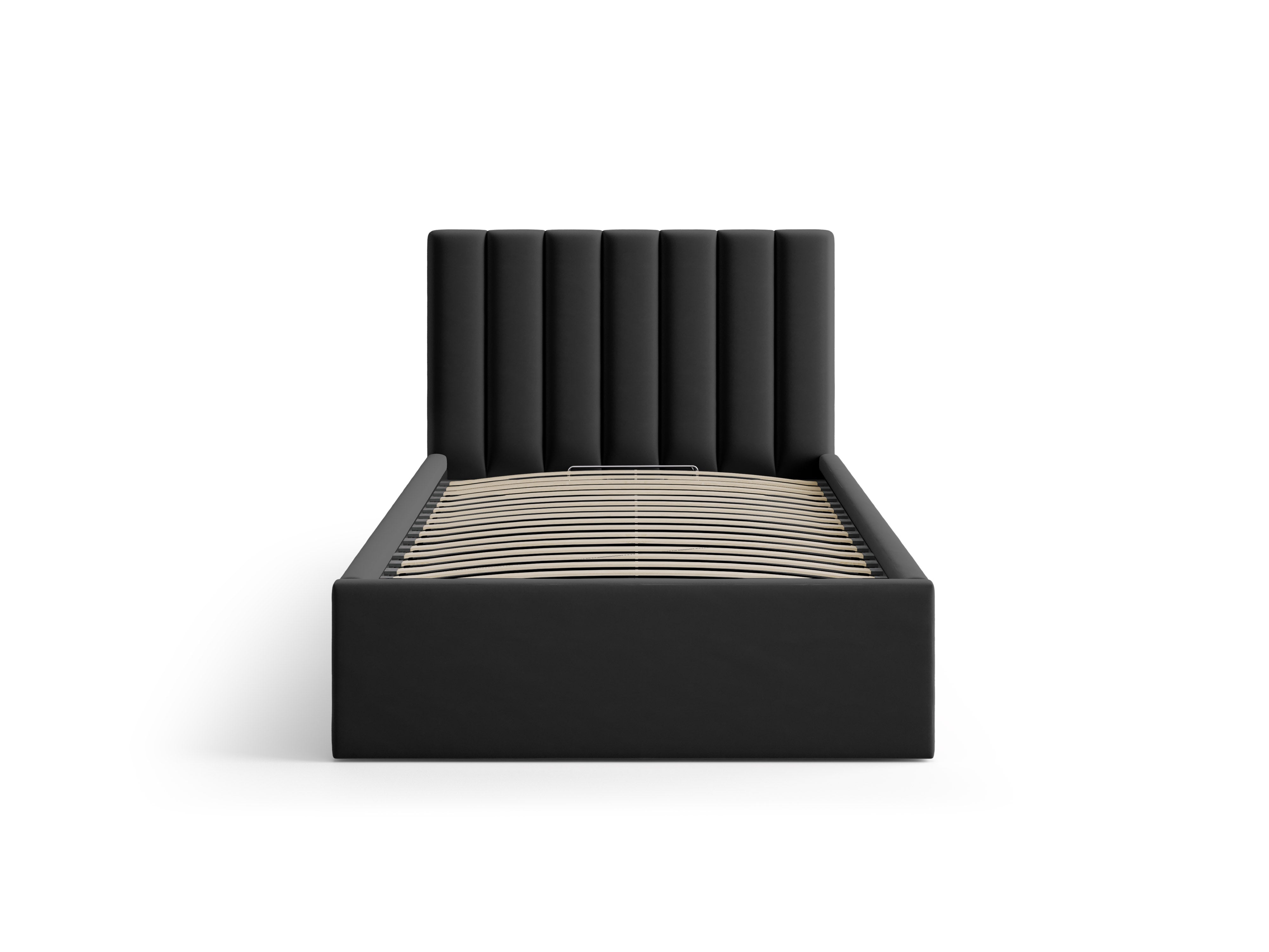 Einzelbett aus Samt mit Bettkasten ALLISON schwarz