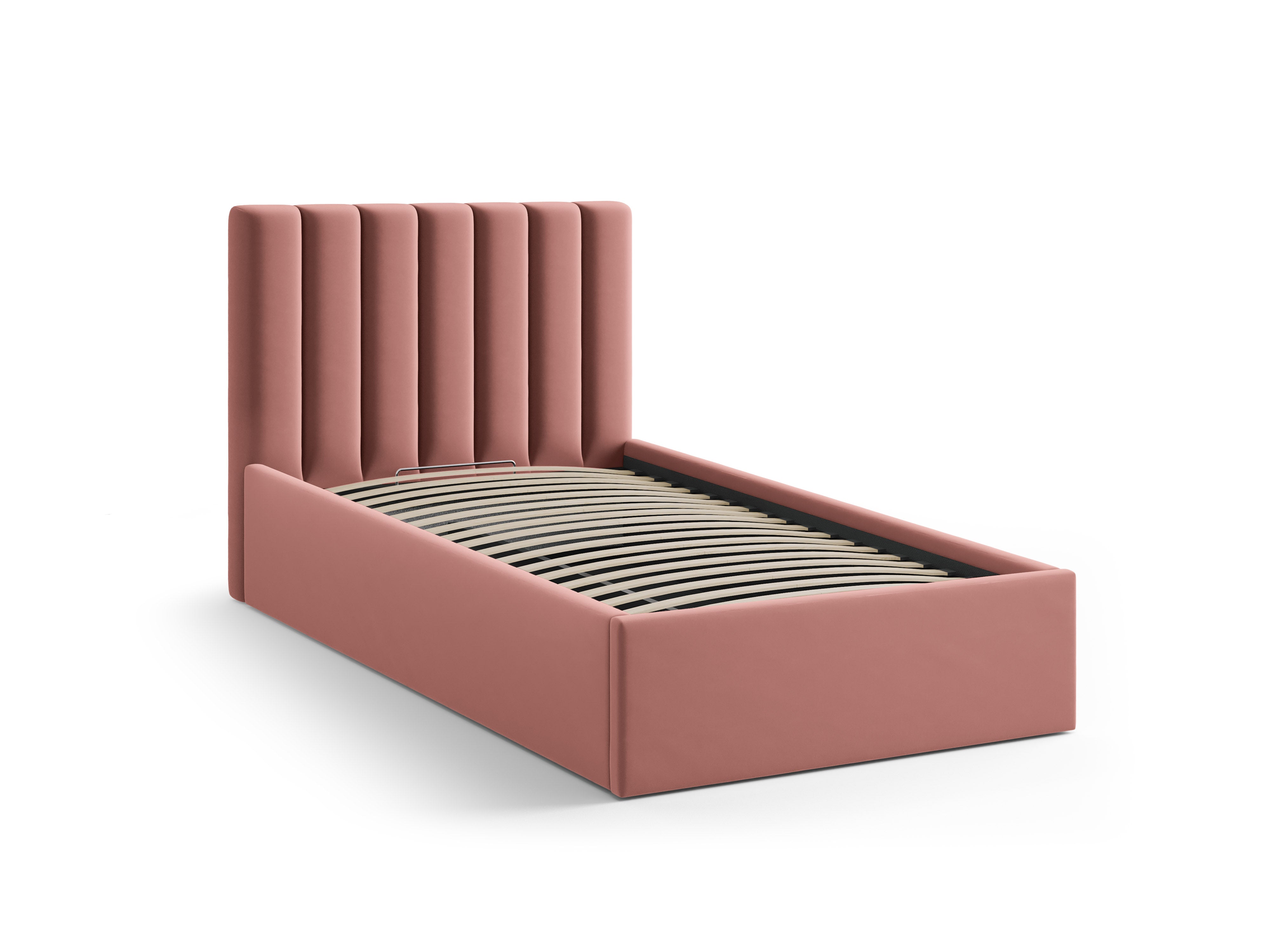 Einzelbett aus Samt mit Bettkasten ALLISON in Rosa