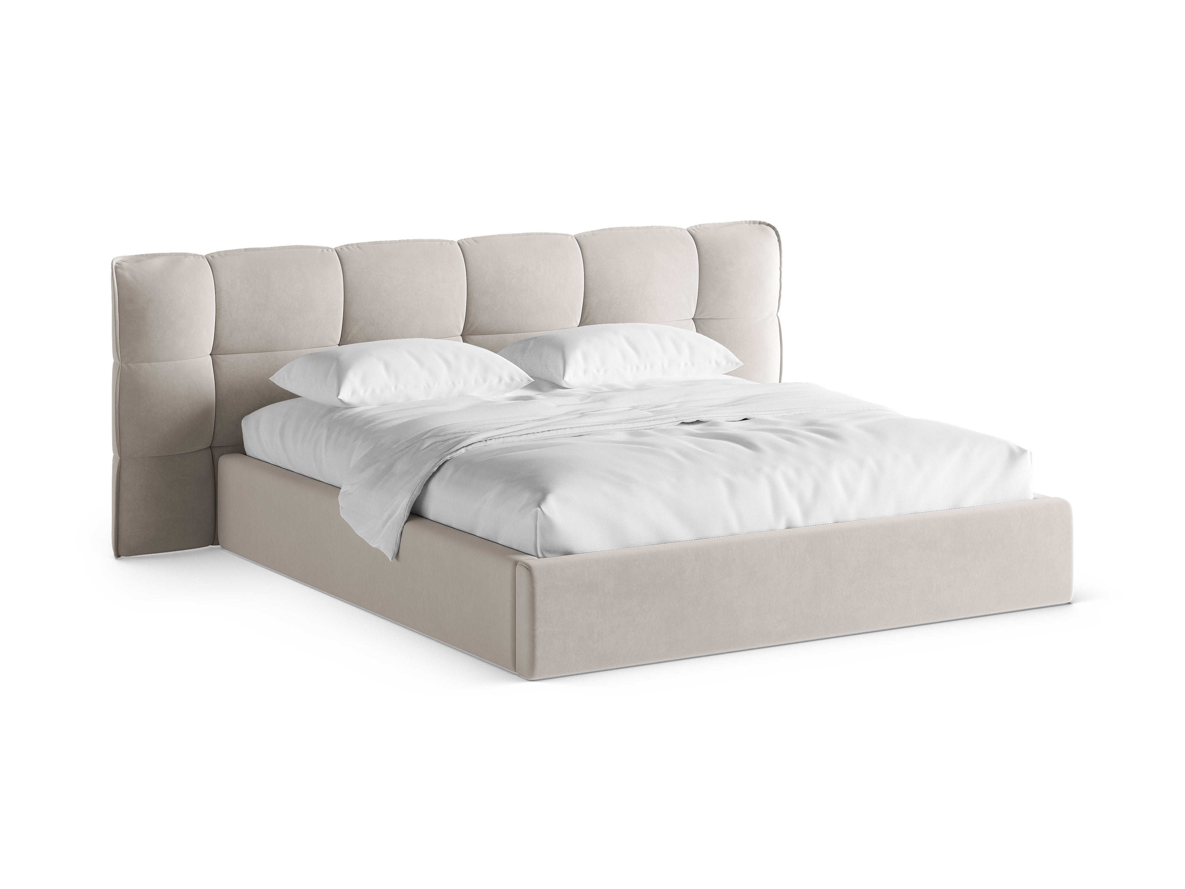 Samtbett mit Stauraum ERIC hellbeige