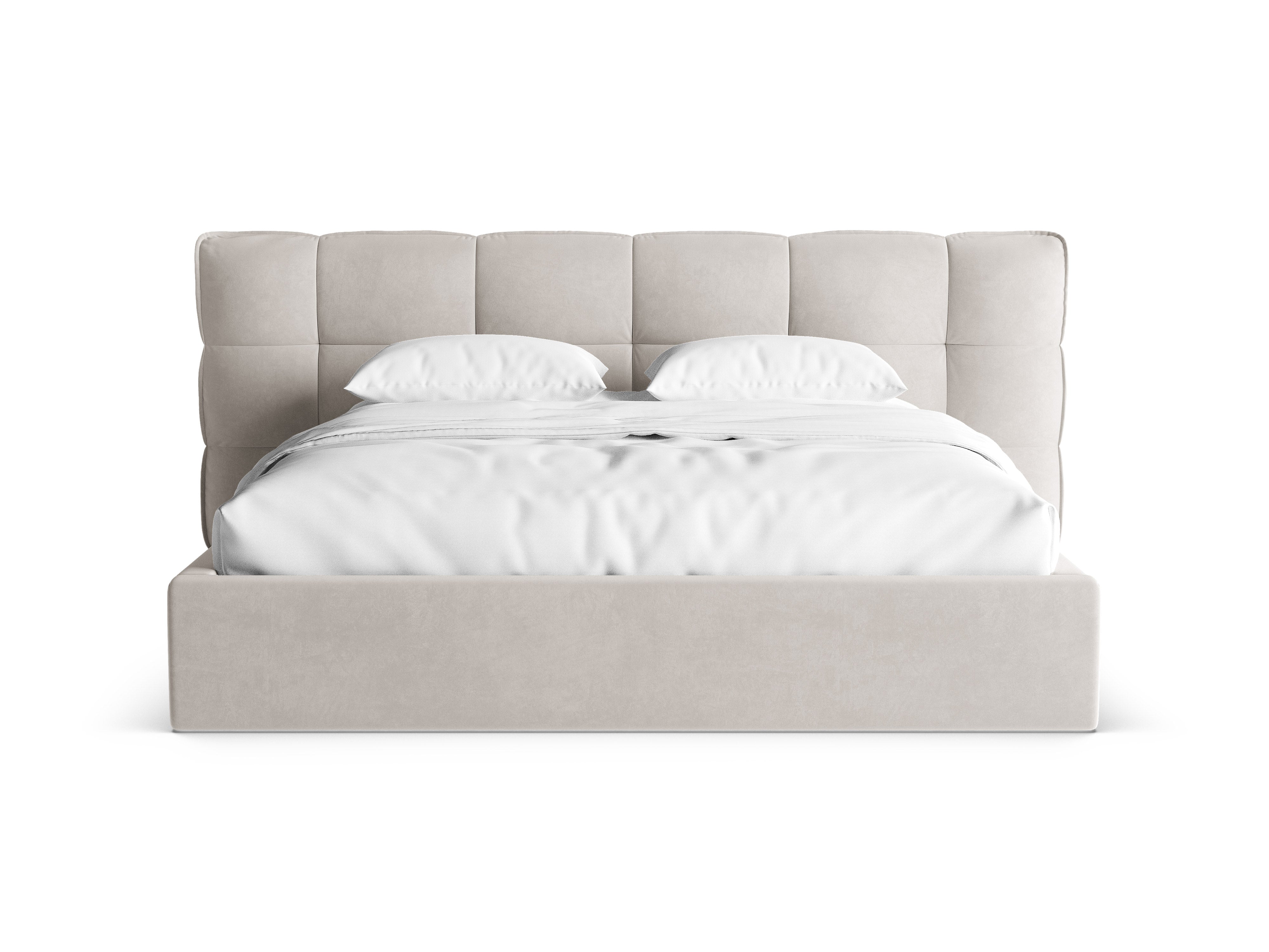 Samtbett mit Stauraum ERIC hellbeige