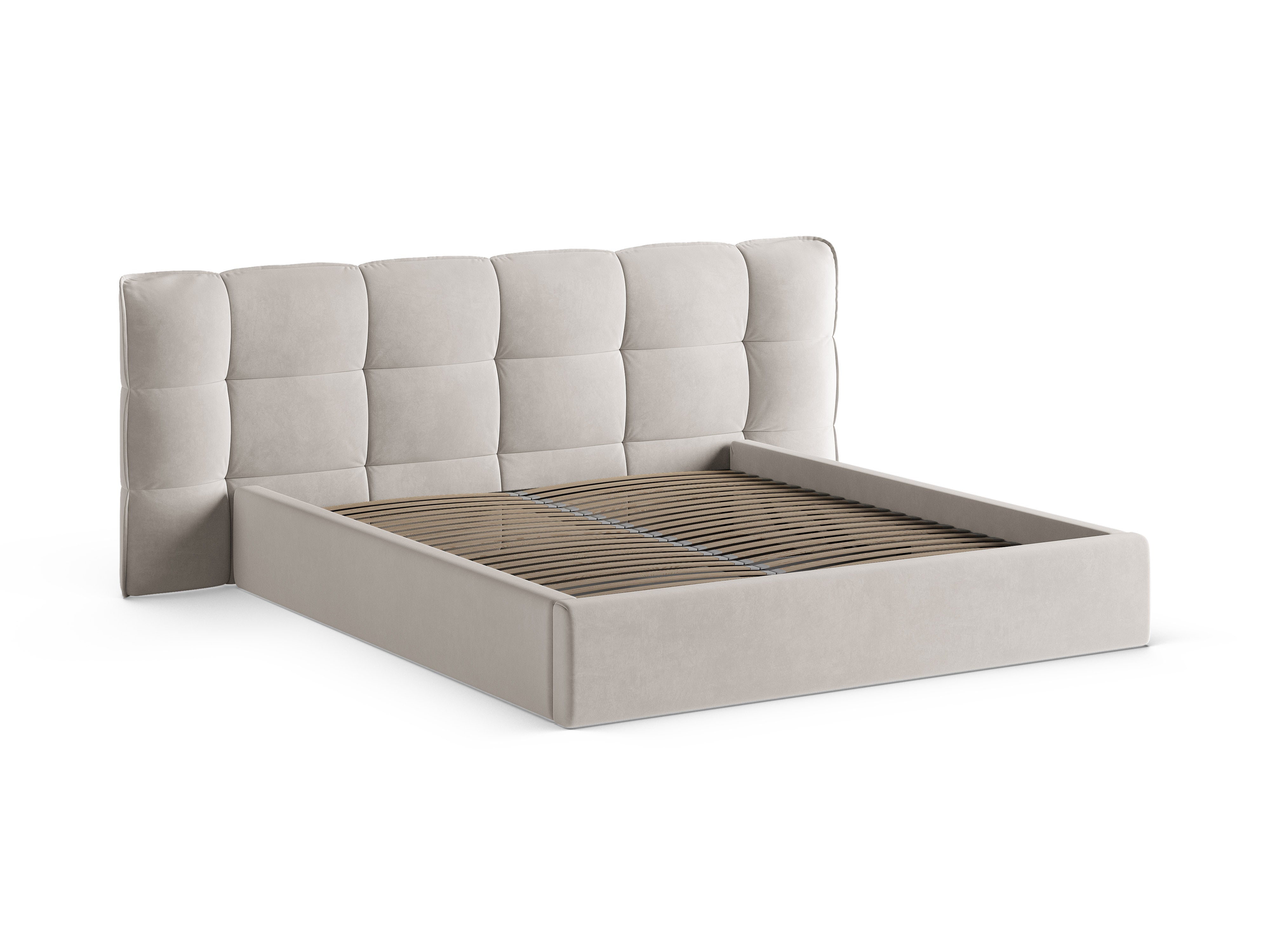 Samtbett mit Stauraum ERIC hellbeige