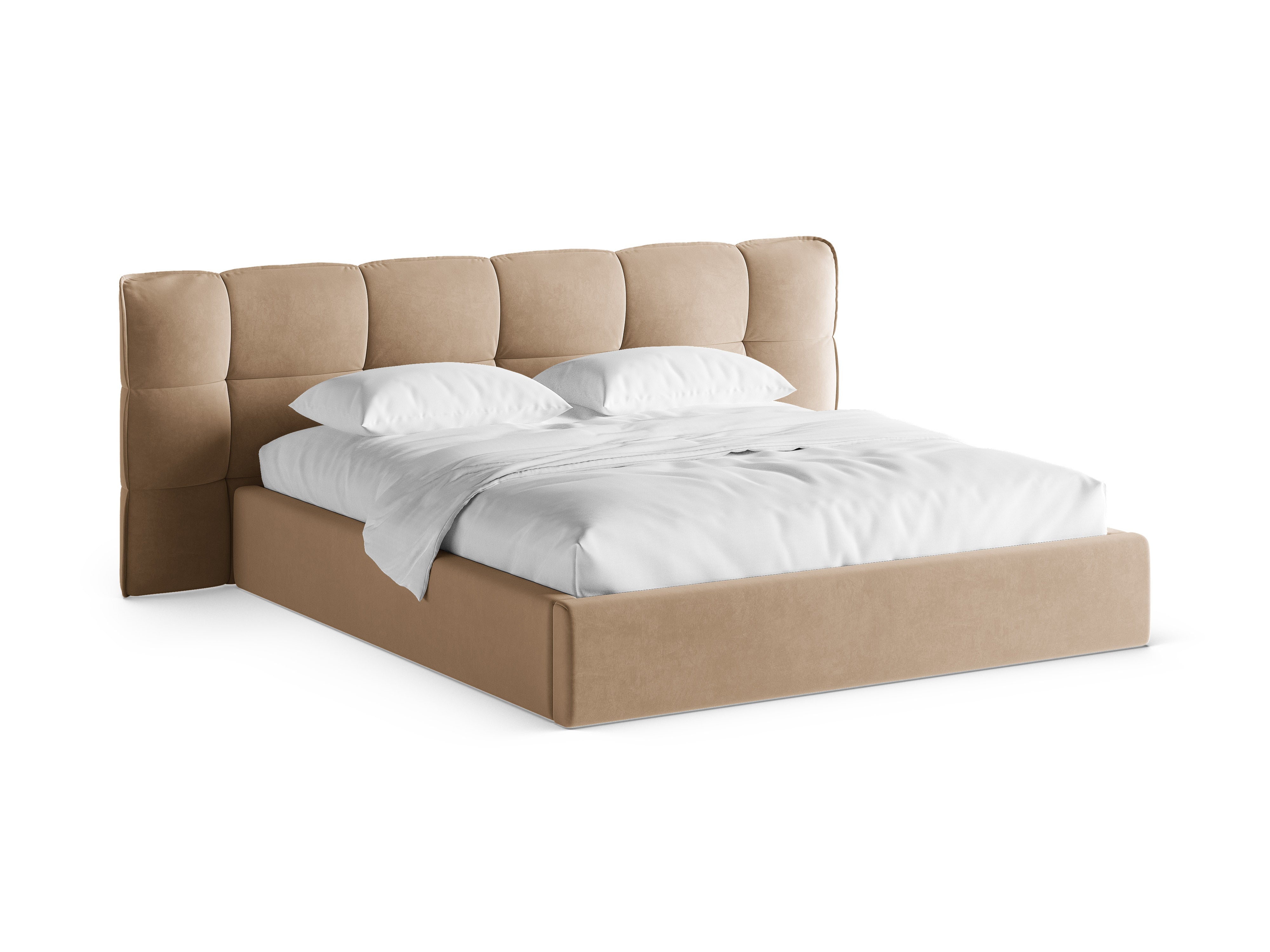 Samtbett mit Stauraum ERIC sandfarben