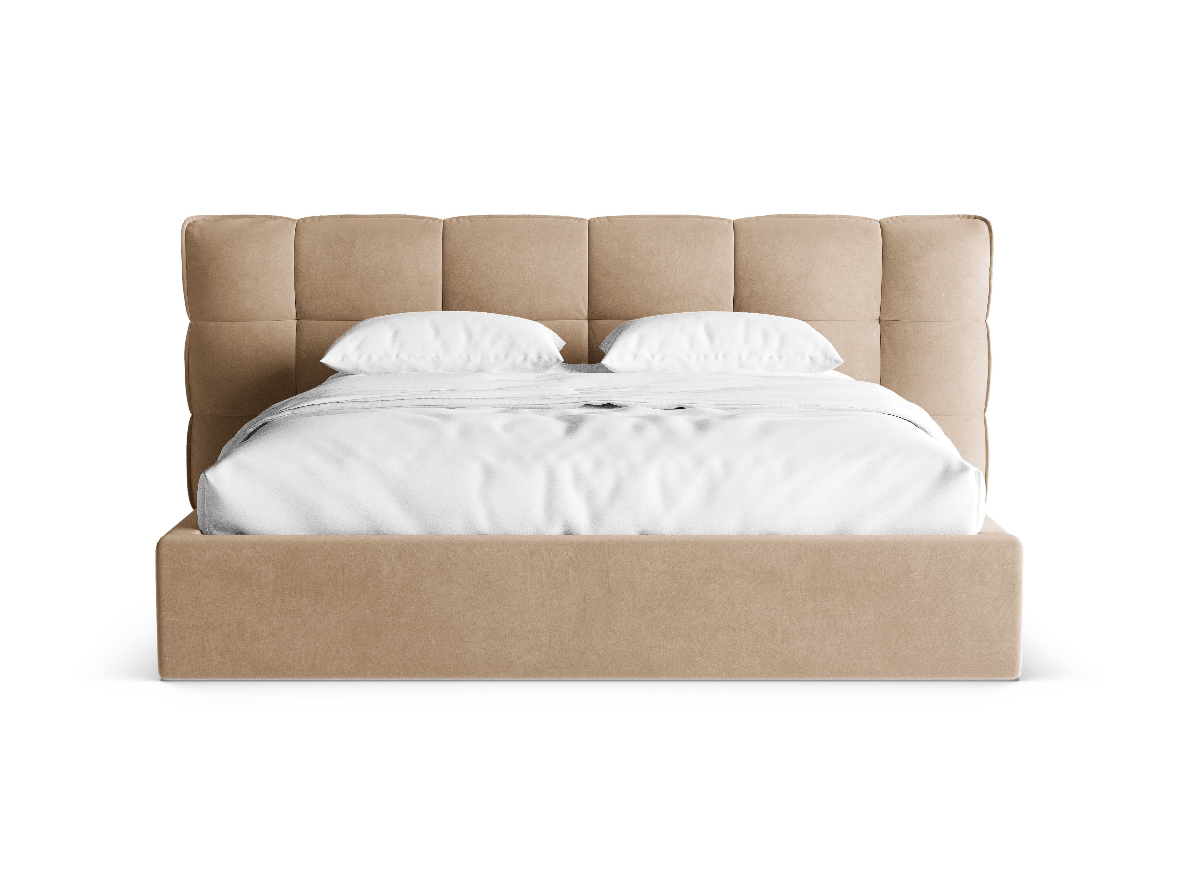 Samtbett mit Stauraum ERIC sandfarben