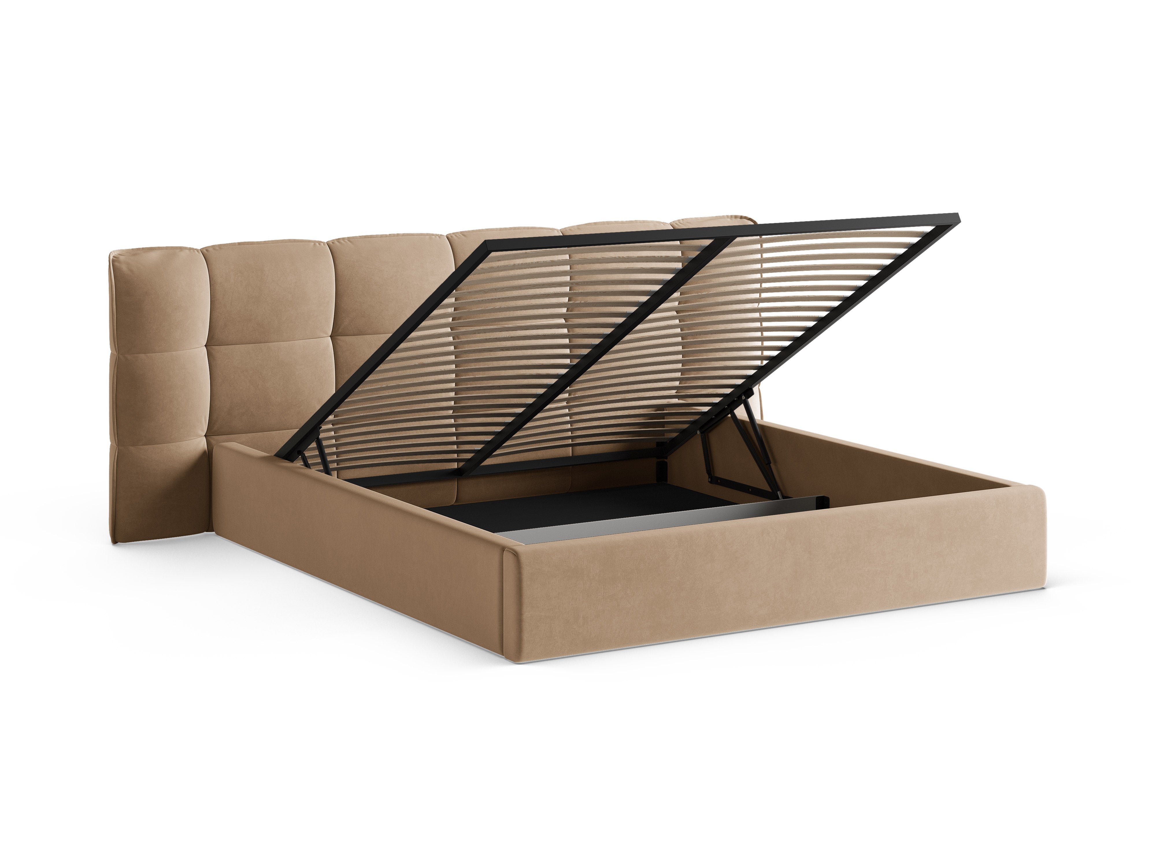 Samtbett mit Stauraum ERIC sandfarben