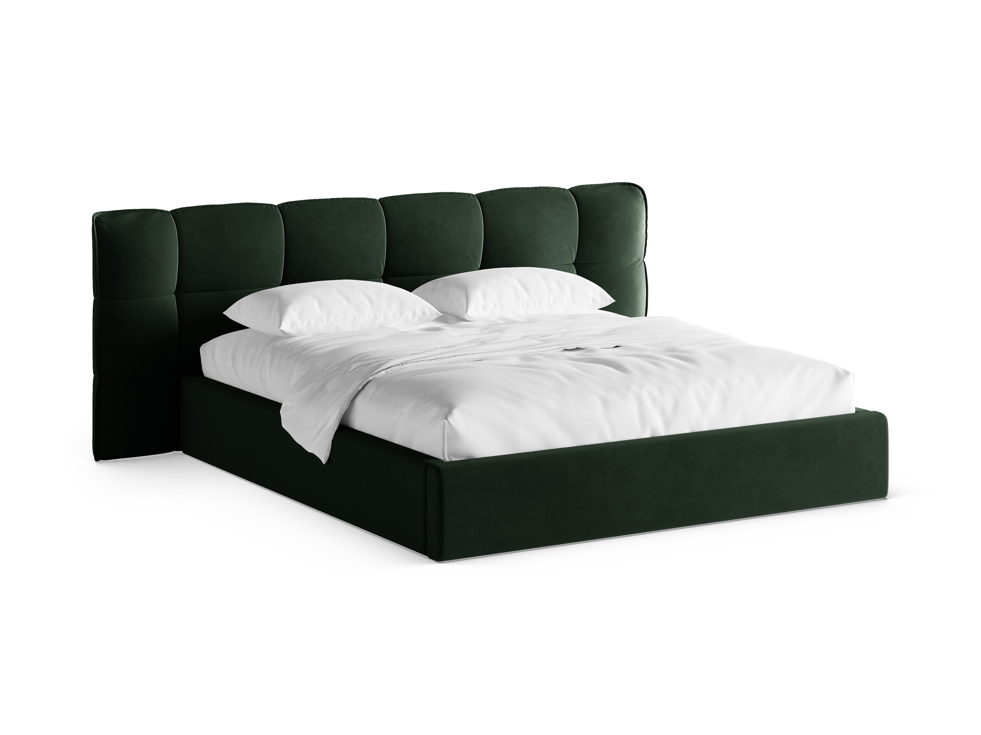 Samtbett mit Stauraum ERIC flaschengrün