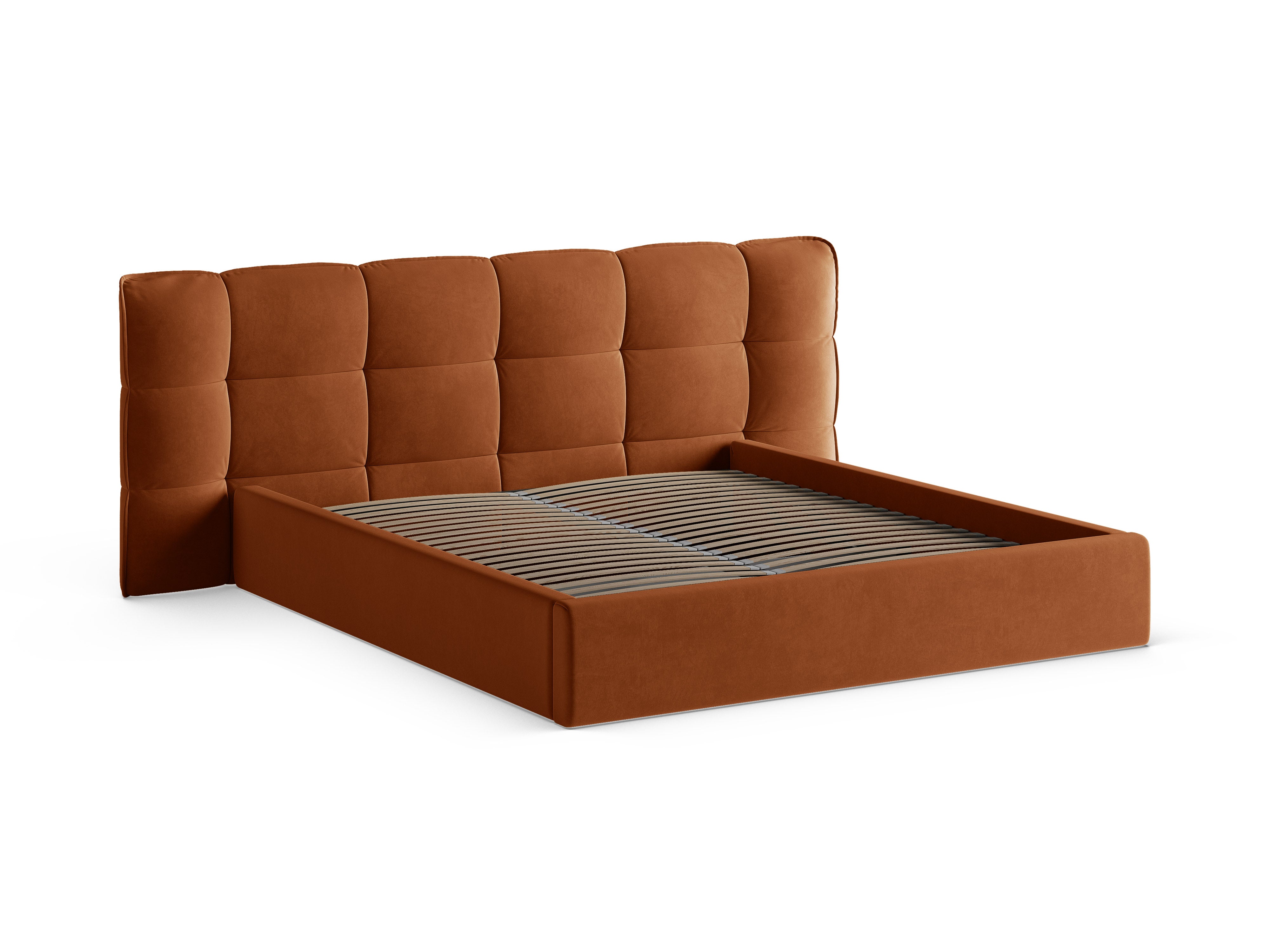 Samtbett mit Stauraum ERIC terrakotta