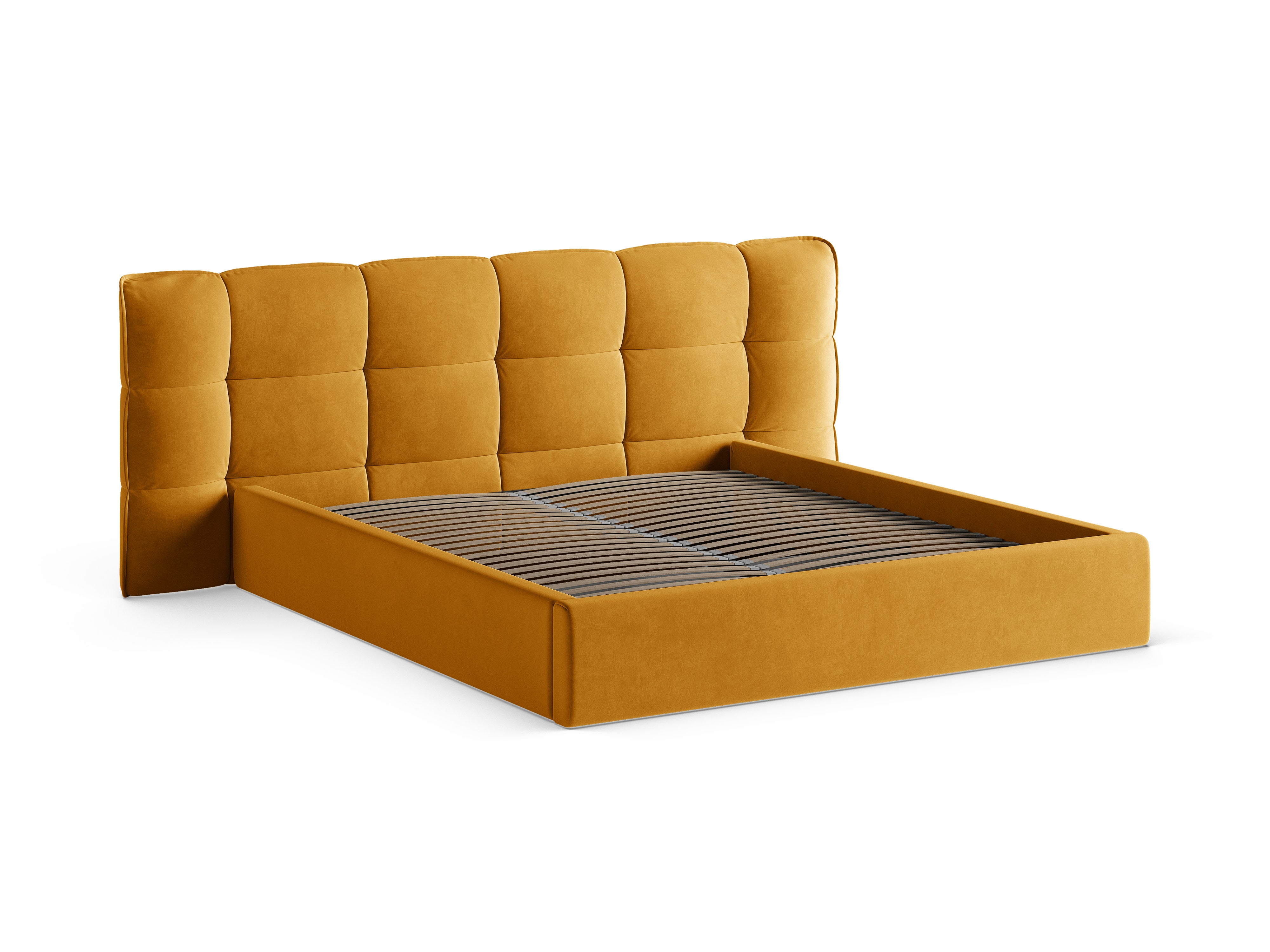 Samtbett mit Stauraum ERIC gelb