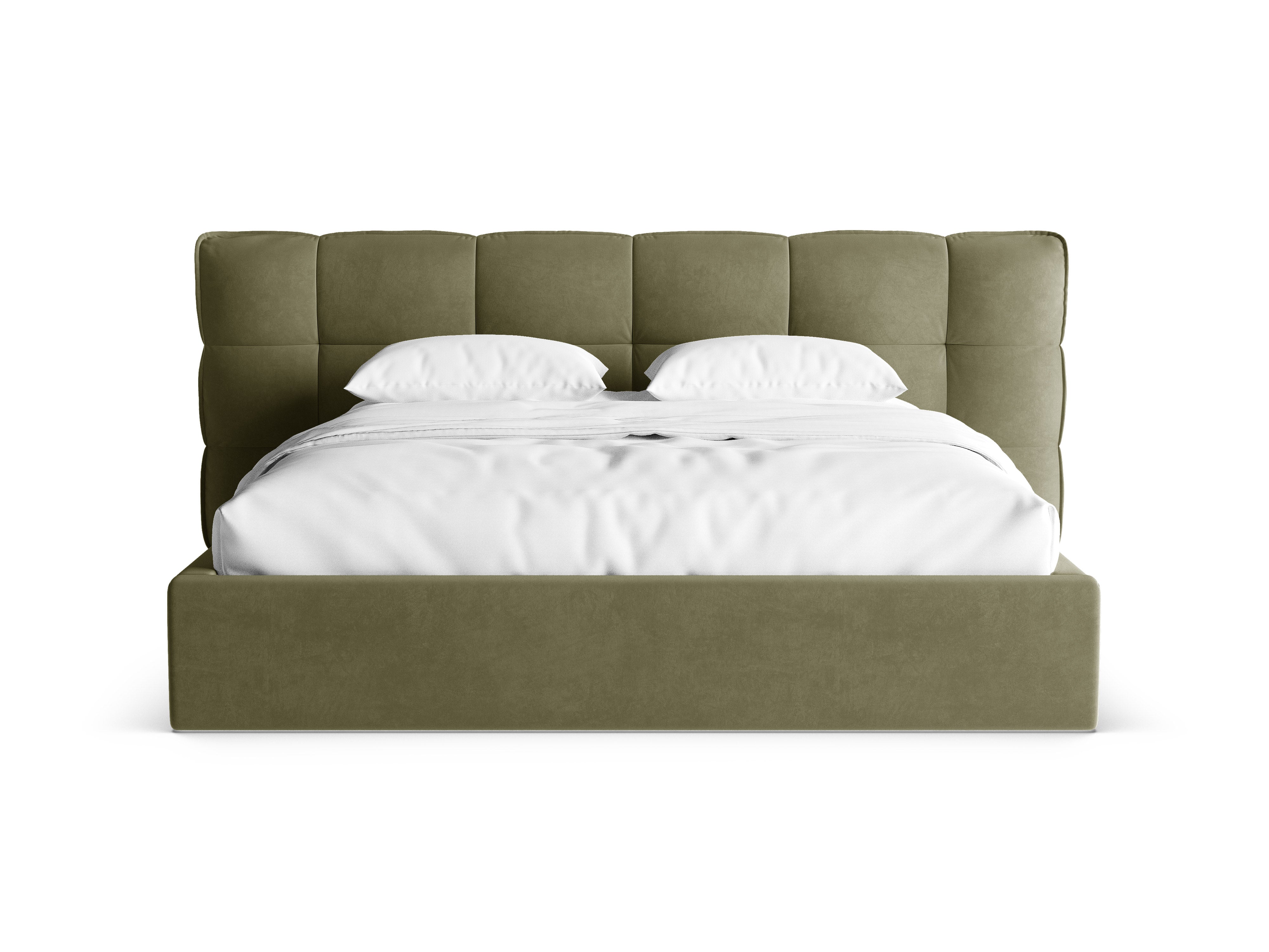 Samtbett mit Stauraum ERIC olivgrün