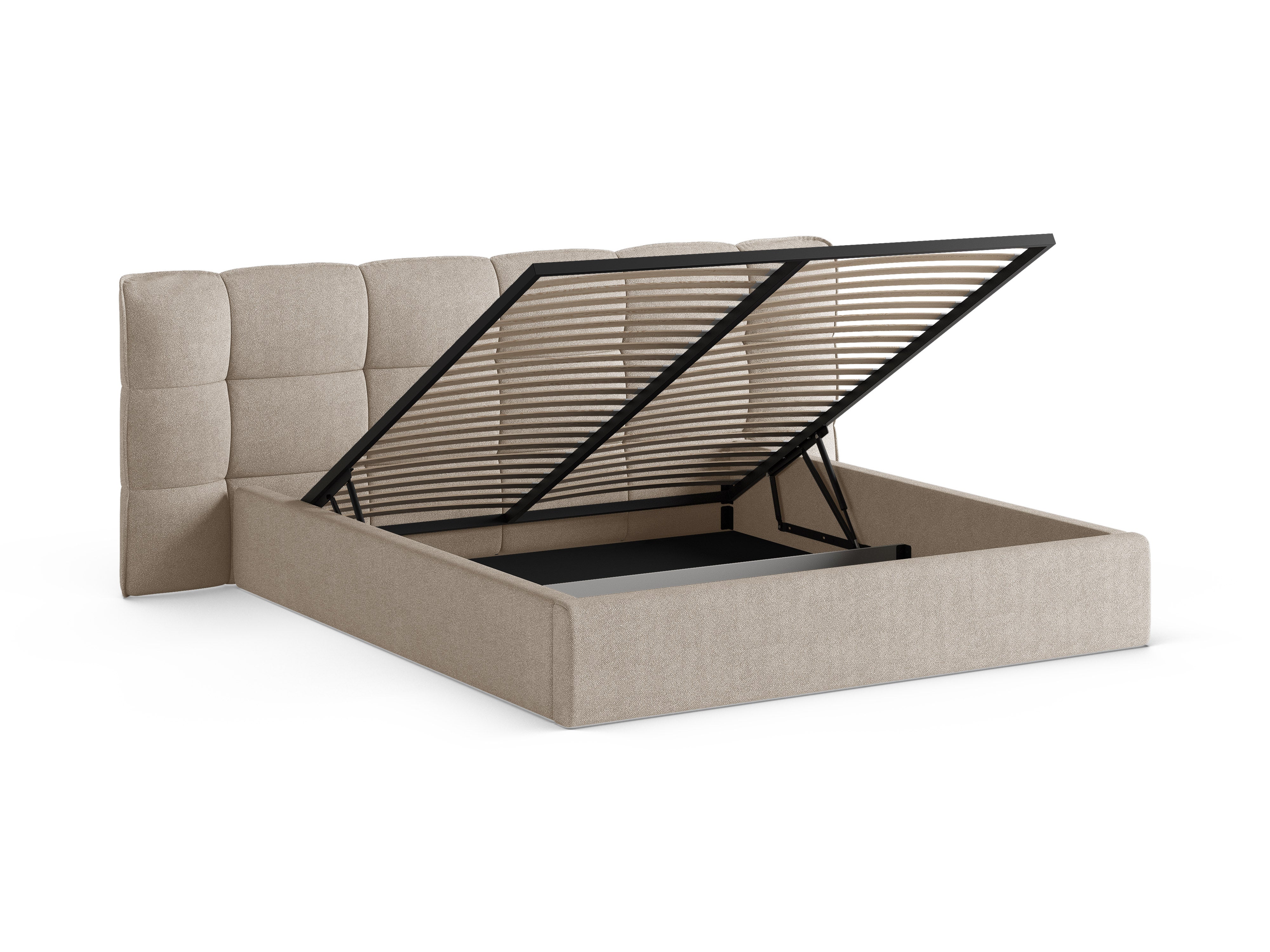 Bett mit Stauraum ERIC dunkelbeige Boucle