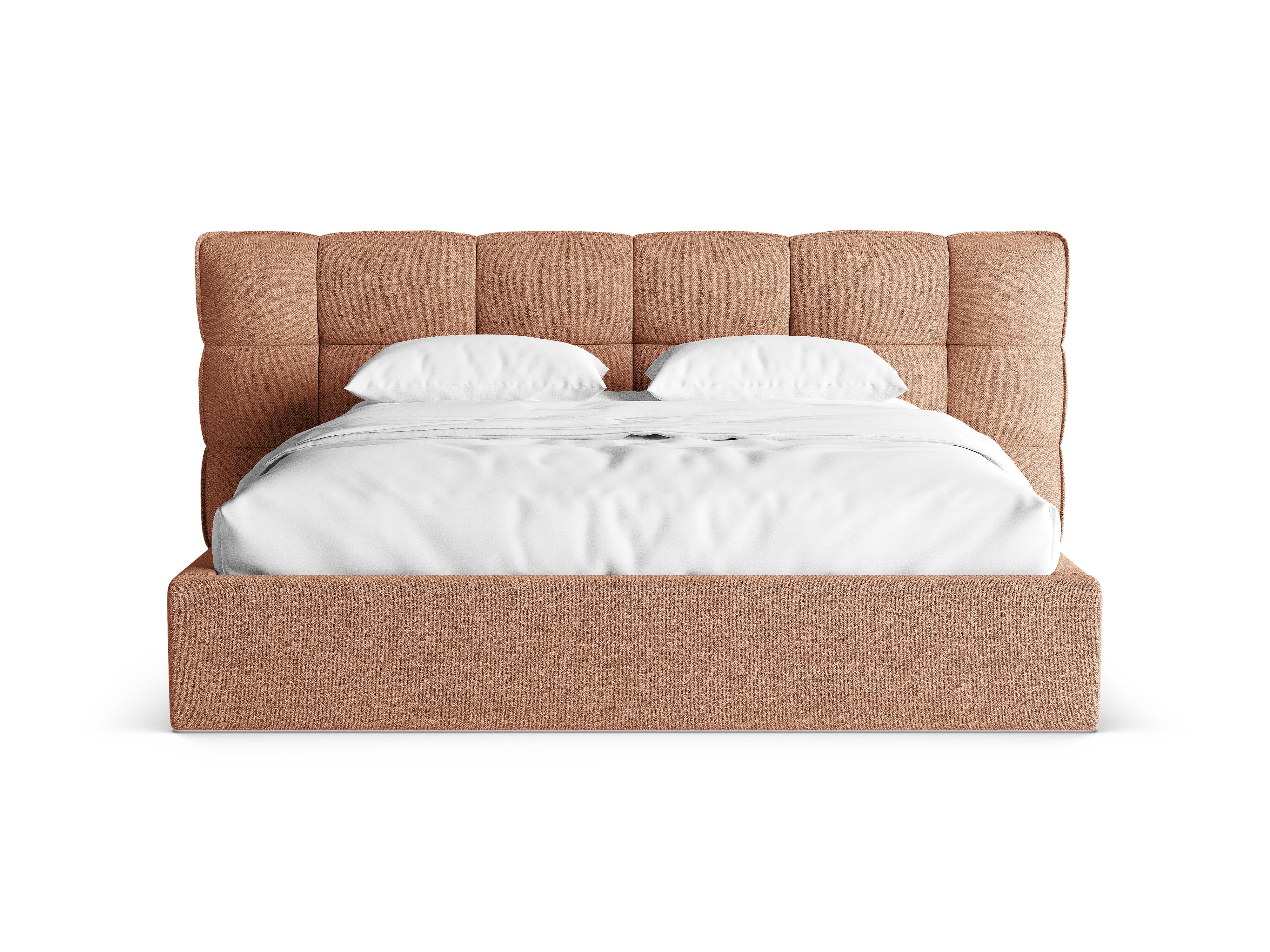 Bett mit Stauraum ERIC pfirsichfarbener Boucle