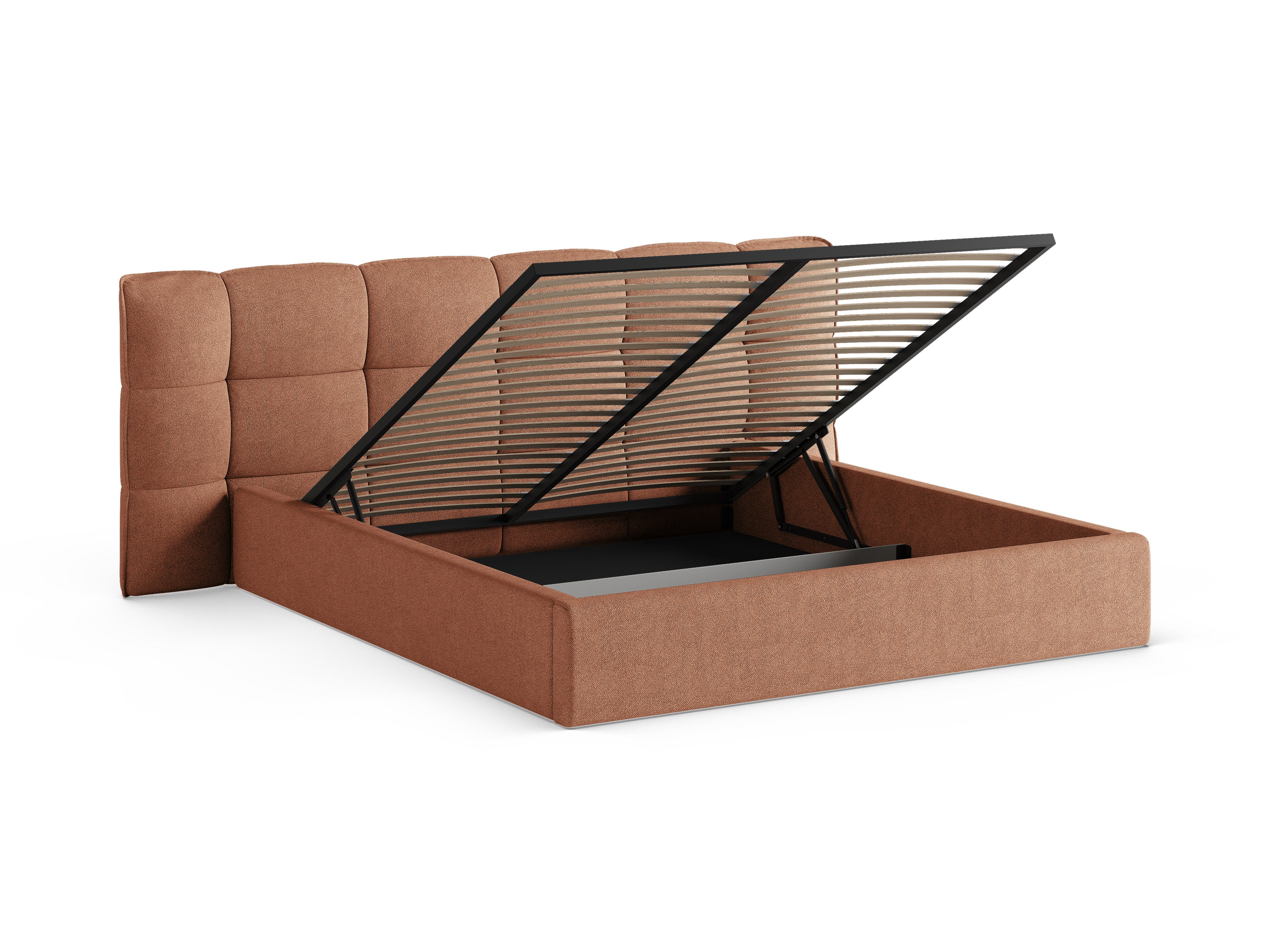 Bett mit Stauraum ERIC pfirsichfarbener Boucle