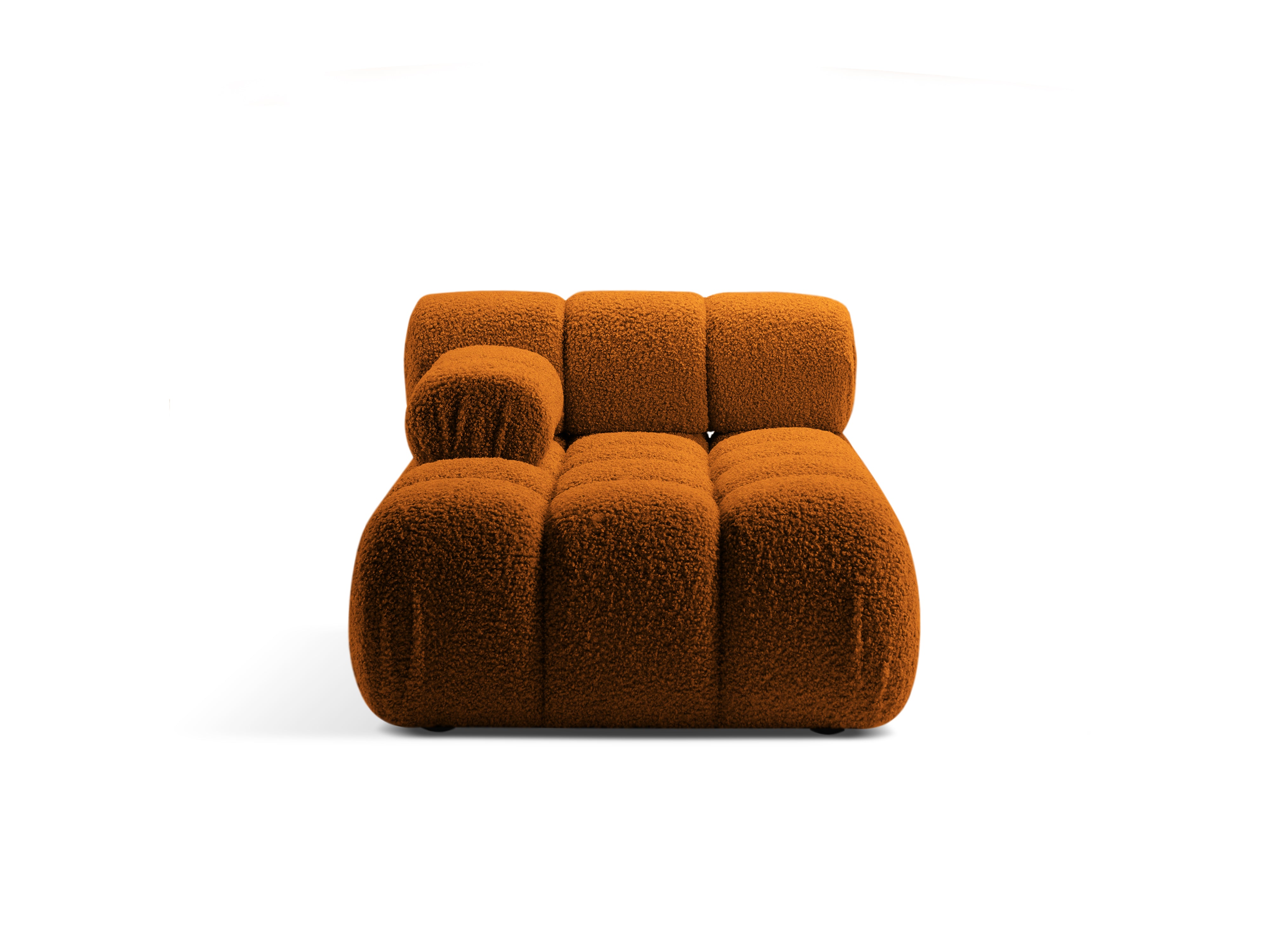 Linksseitiger Sessel BELLIS in ziegelrotem Boucle-Stoff