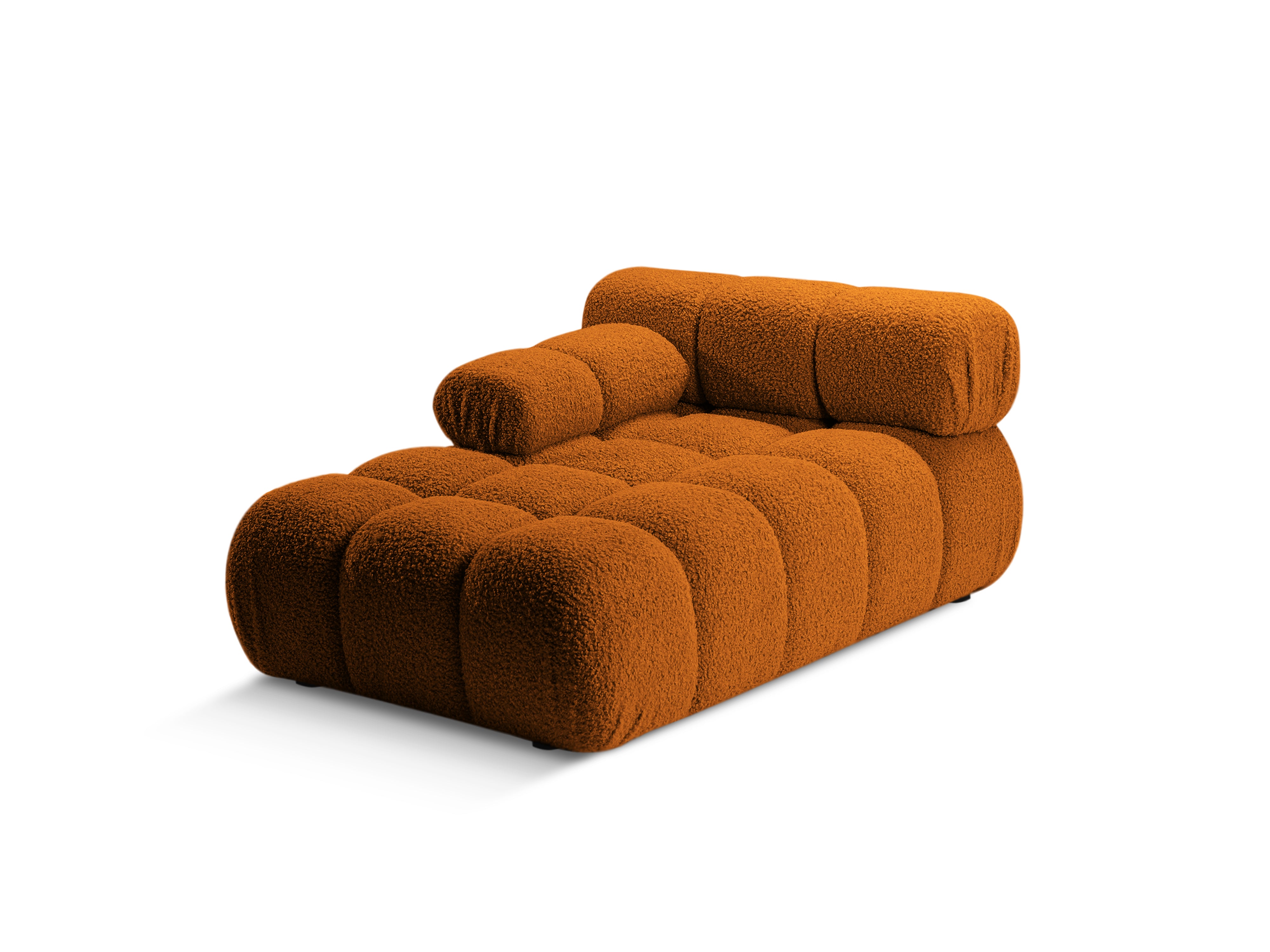 Linksseitiger Sessel BELLIS in ziegelrotem Boucle-Stoff