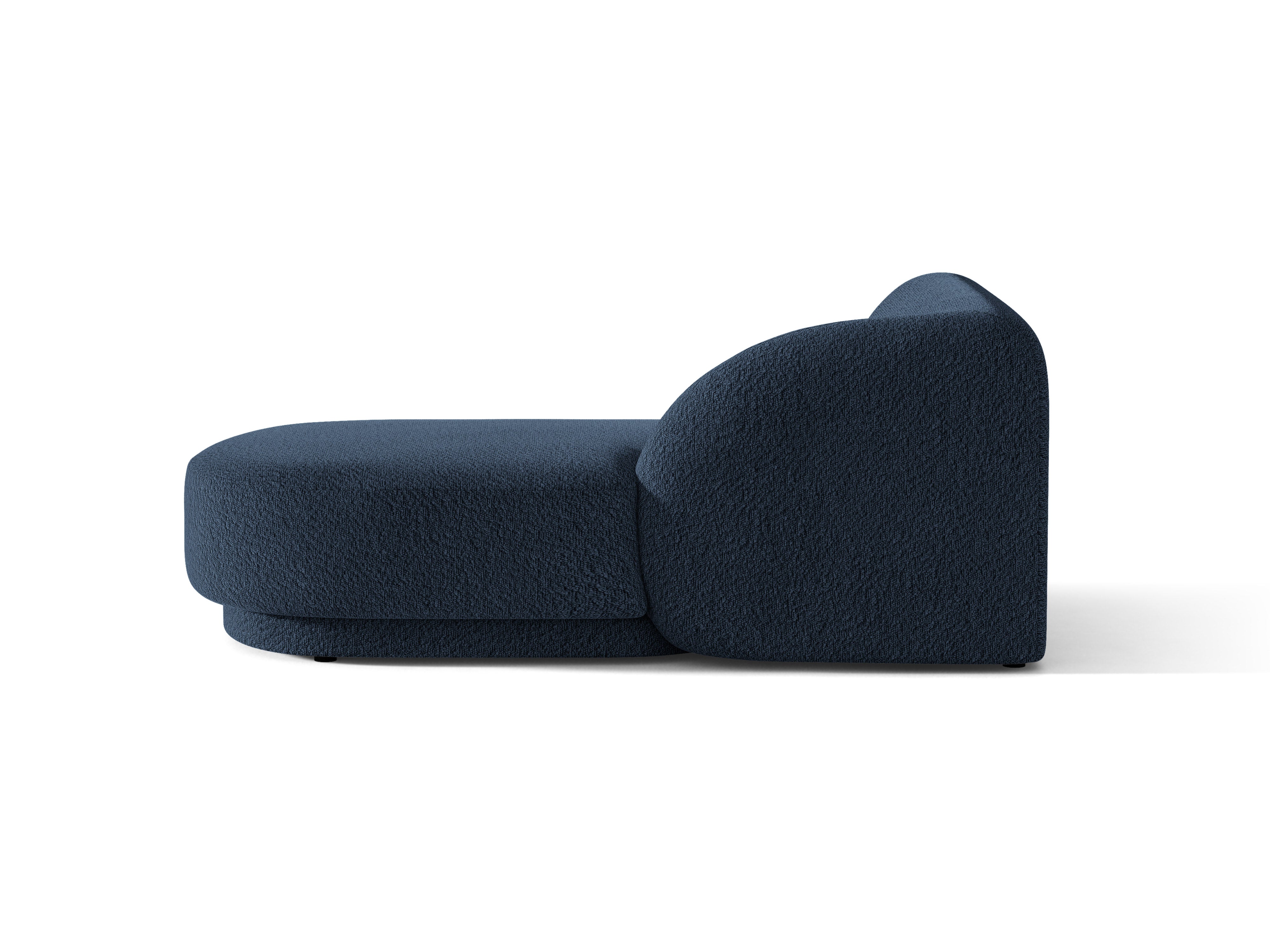 Szezlong prawostronny MILEY ciemnoniebieski boucle – tkanina bouclé