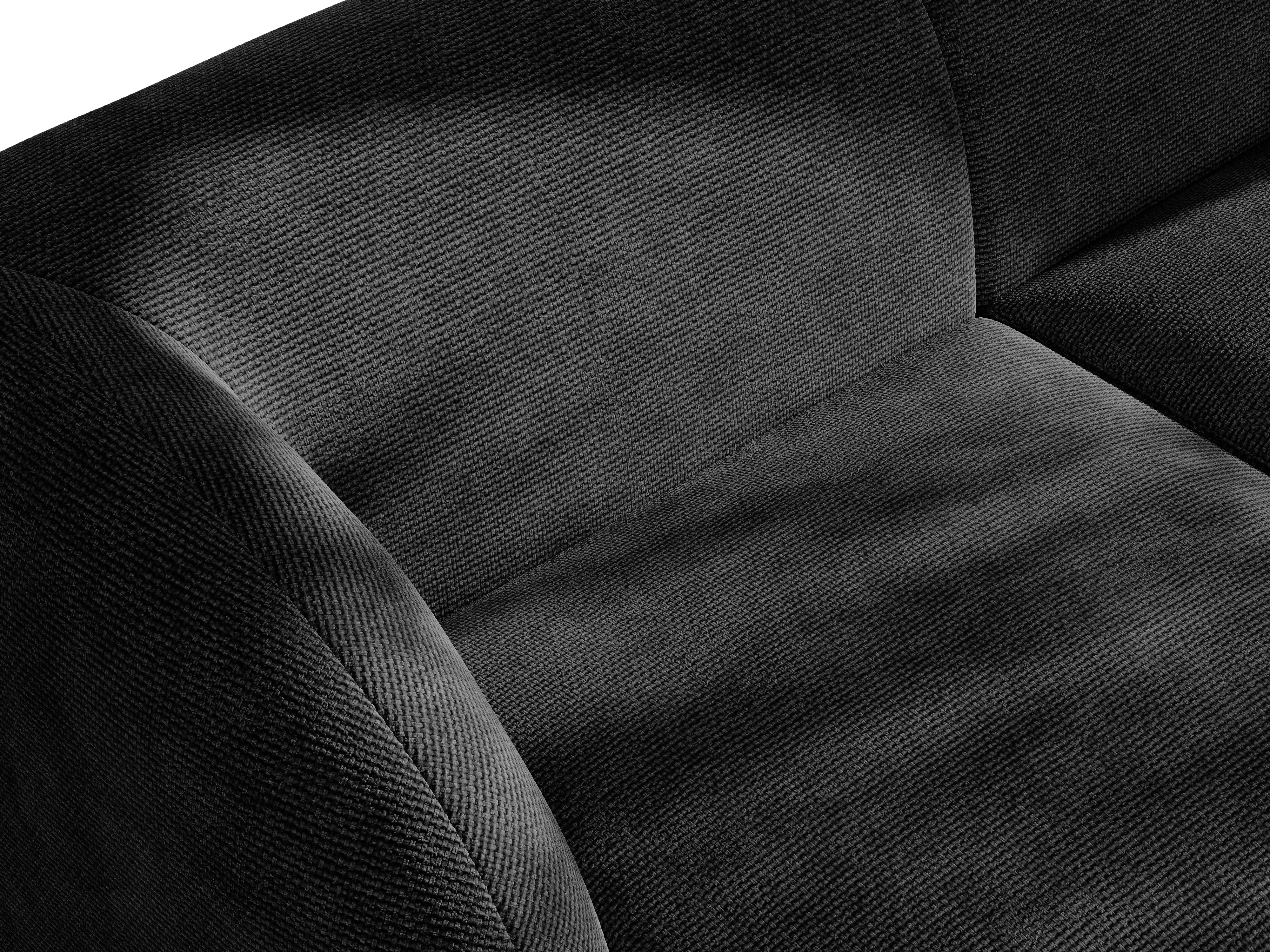Szezlong prawostronny MILEY czarny szenil jedwabisty – styl nowoczesny