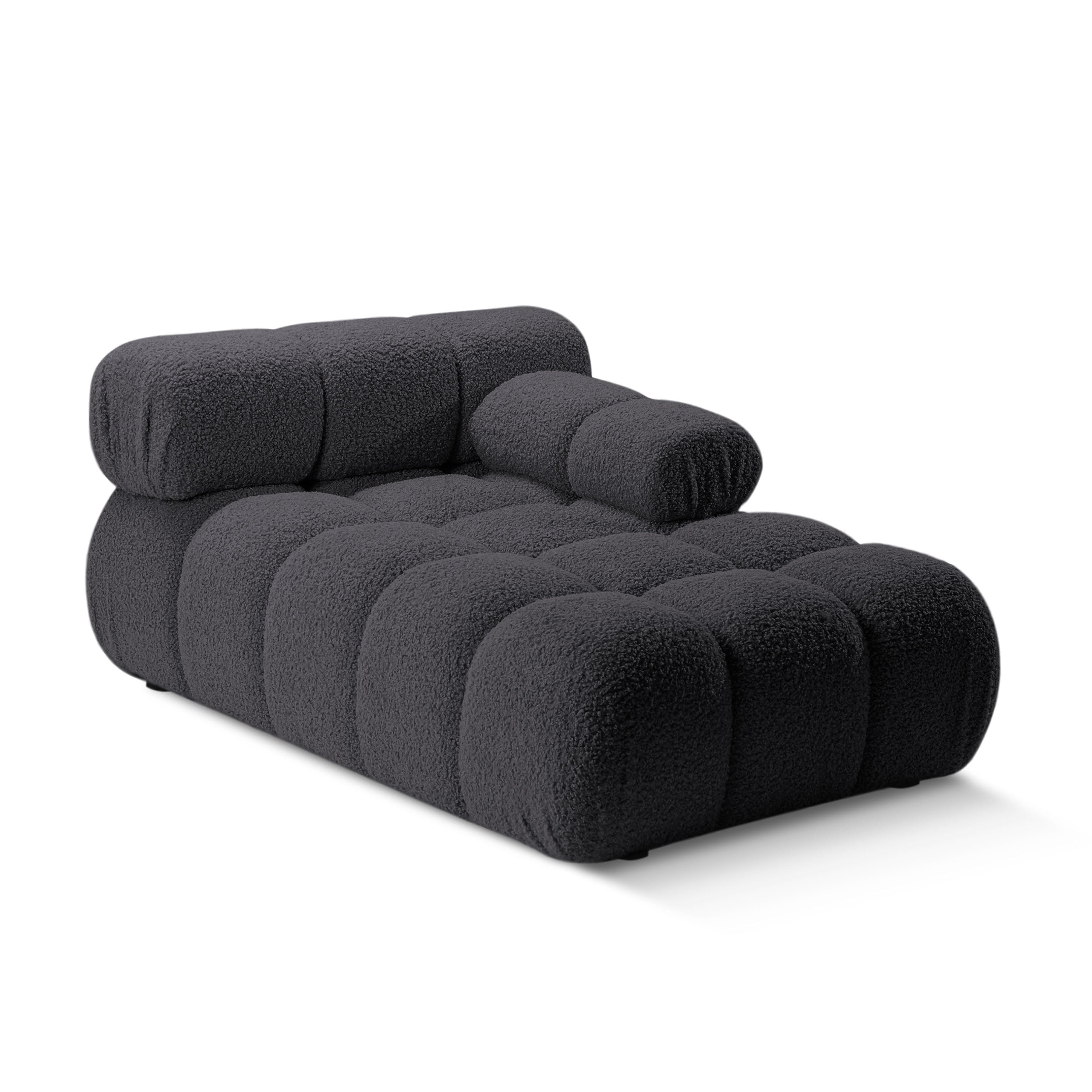 Rechtsseitiger Sessel BELLIS in grafitfarbenem Boucle