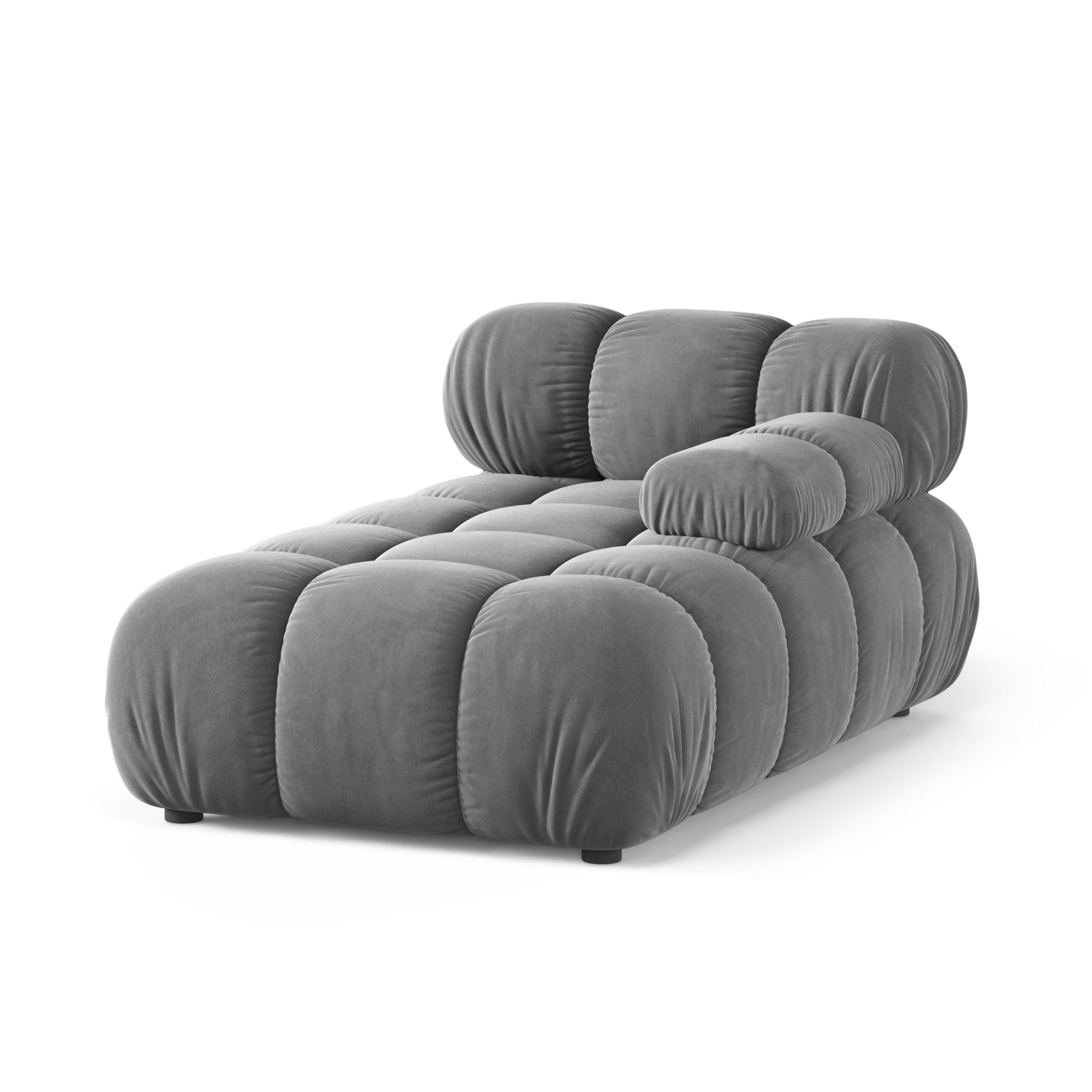 Rechtsseitiger Sessel BELLIS aus grauem Velours