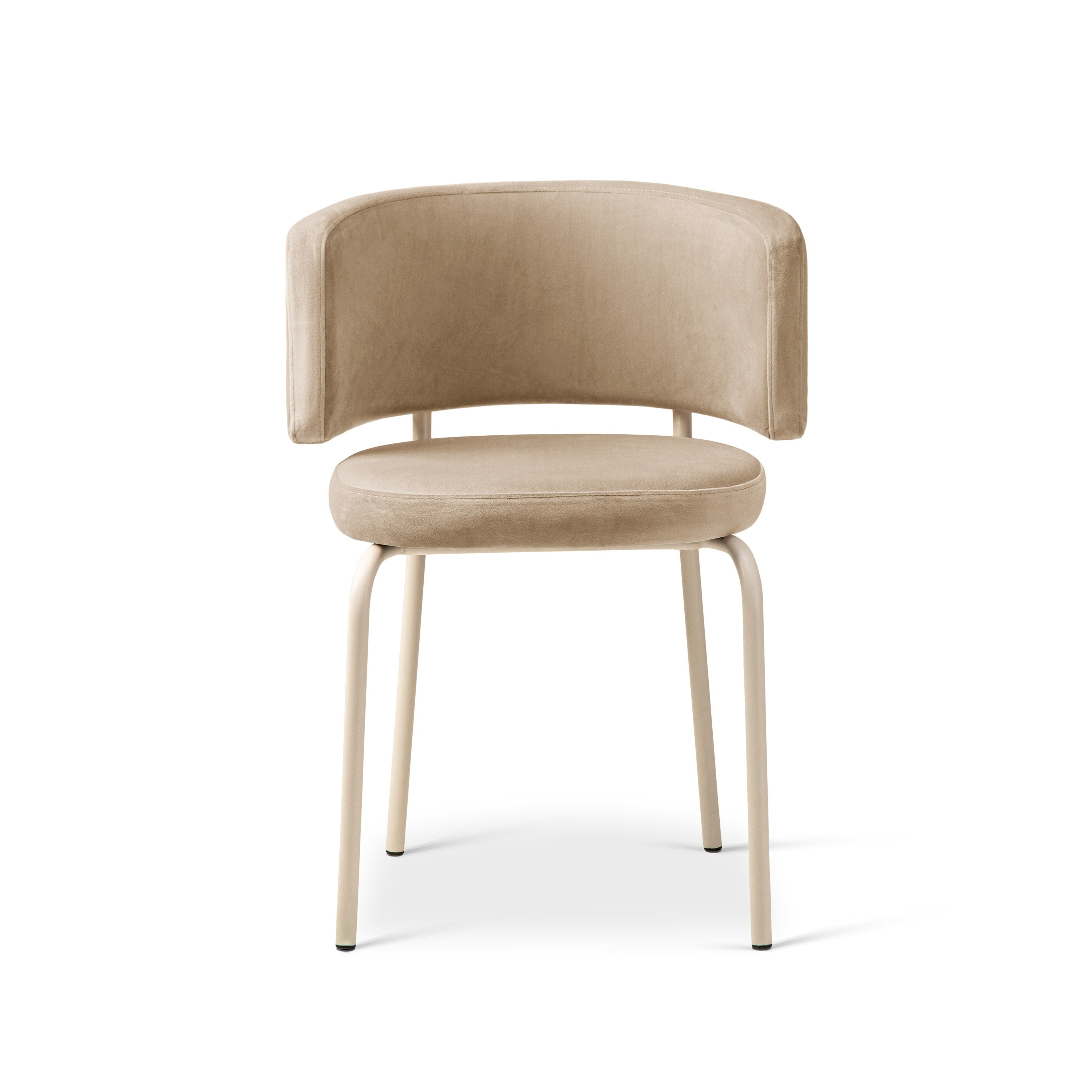 DORA Almond Beige Velvet Chair with Beige Base