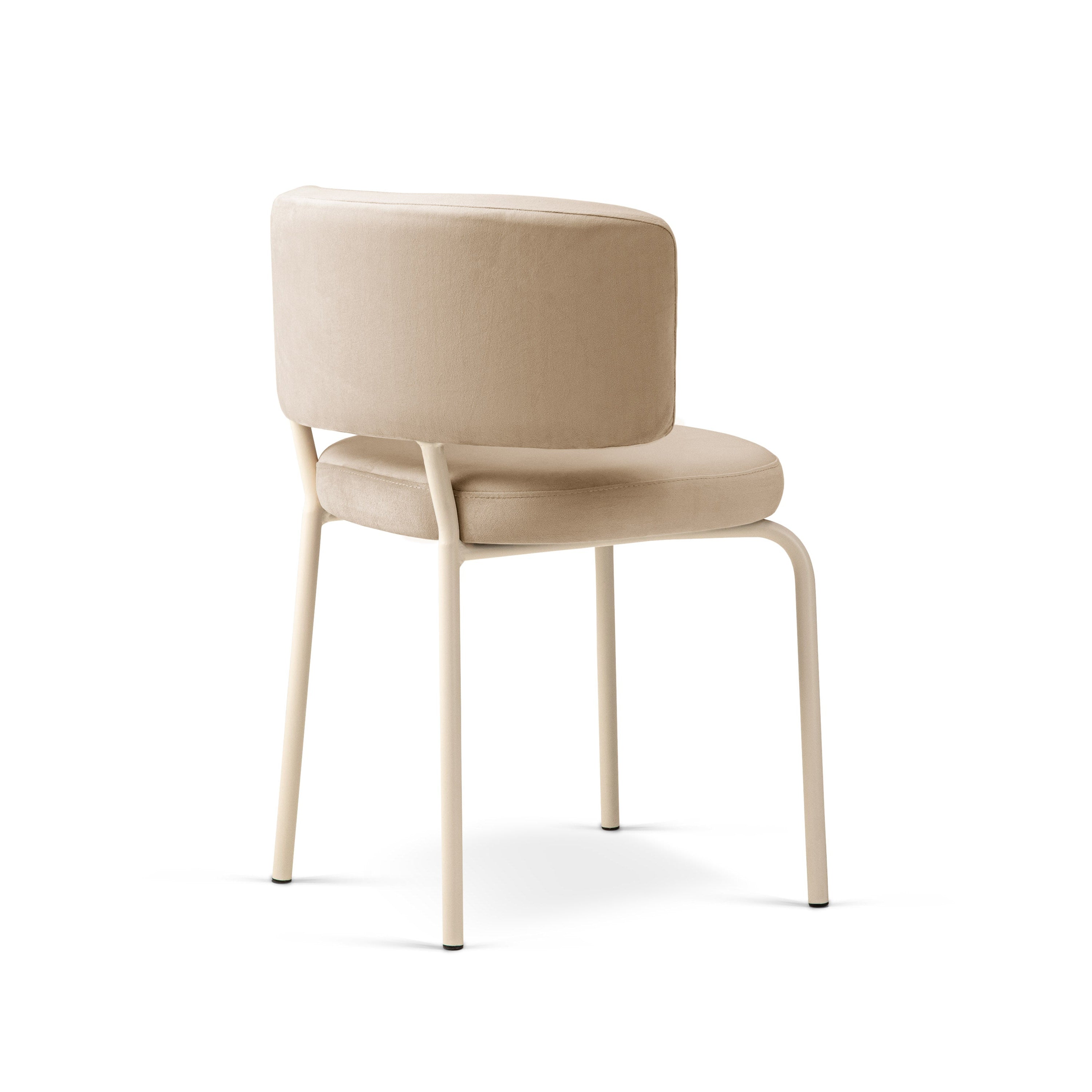 DORA Almond Beige Velvet Chair with Beige Base