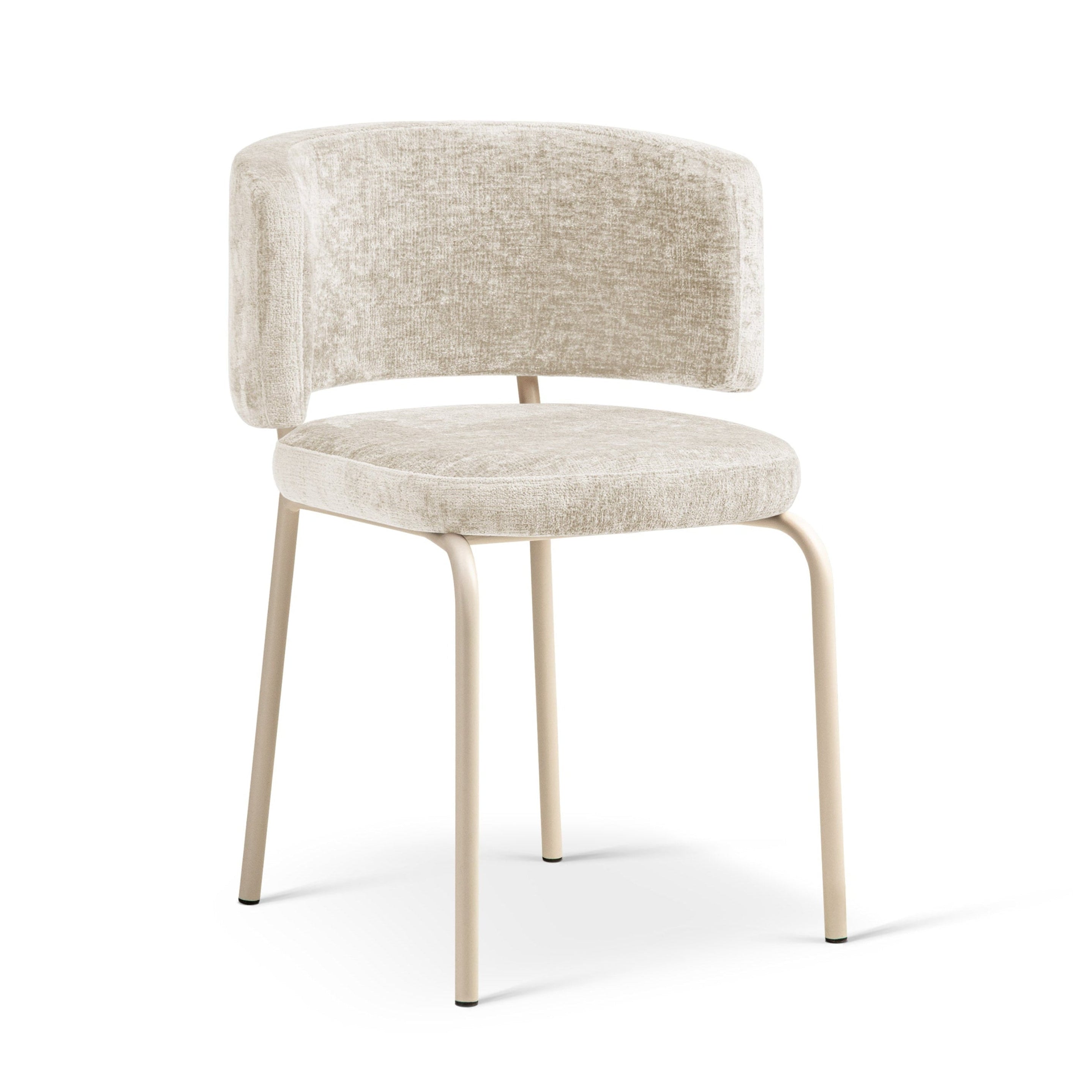 Stuhl DORA hellbeige Chenille mit beiger Basis [Ewelina] [Amelia spr]
