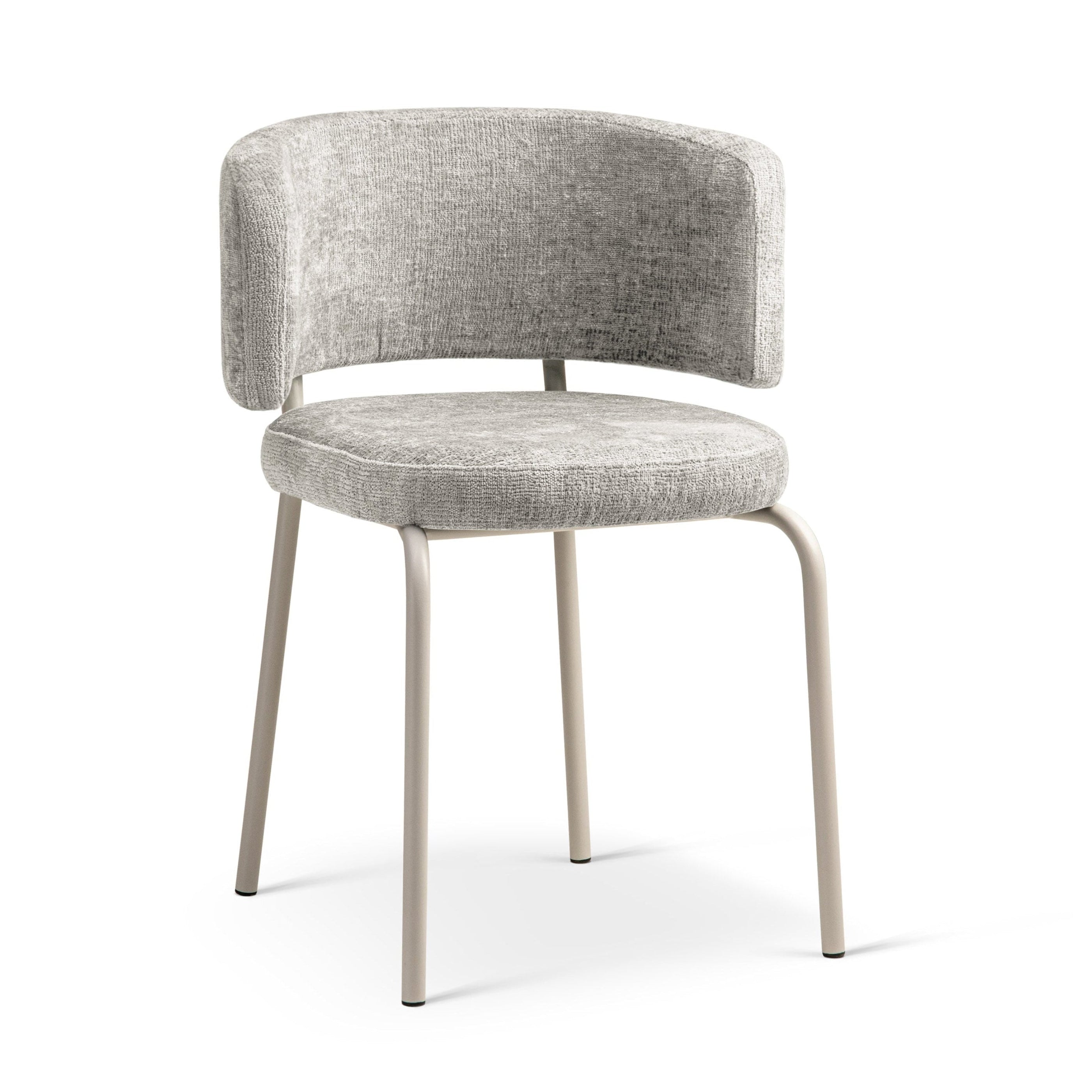 Stuhl DORA hellgrau Chenille mit beiger Basis [Ewelina] [Amelia spr]