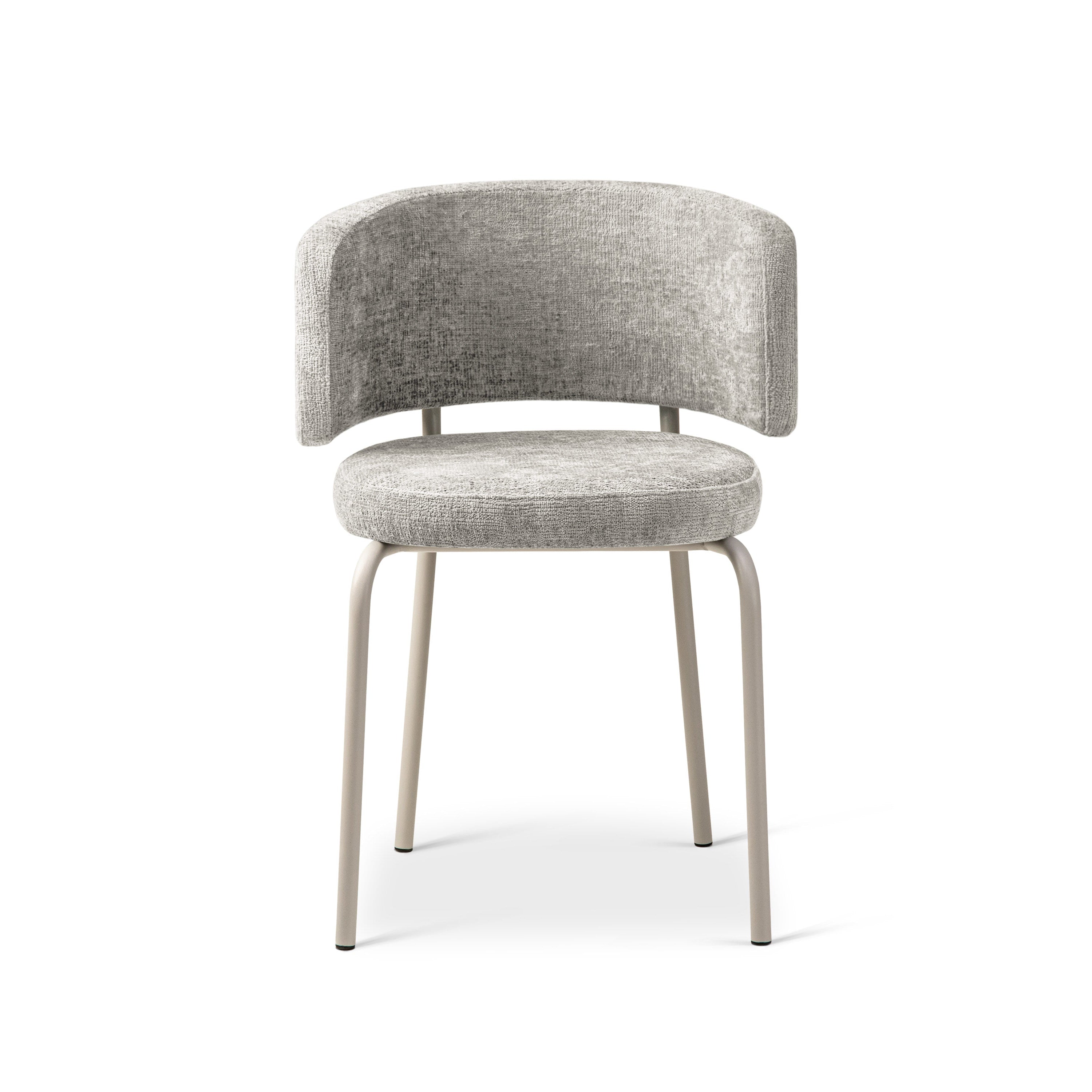 Stuhl DORA hellgrau Chenille mit beiger Basis [Ewelina] [Amelia spr]