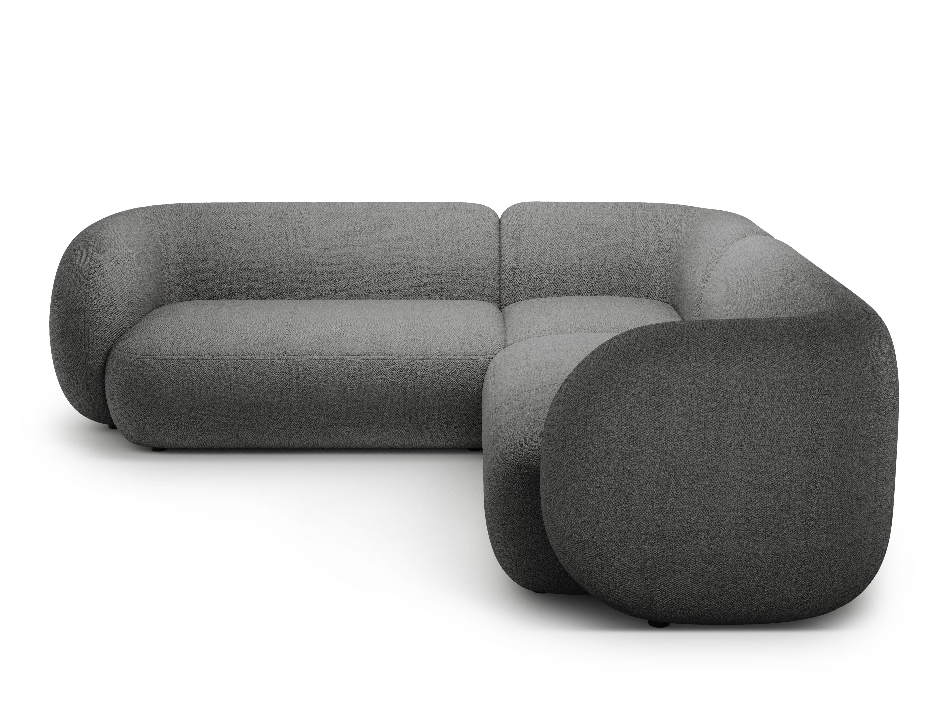Symmetrische Eckcouch KATE dunkelgrau Boucle
